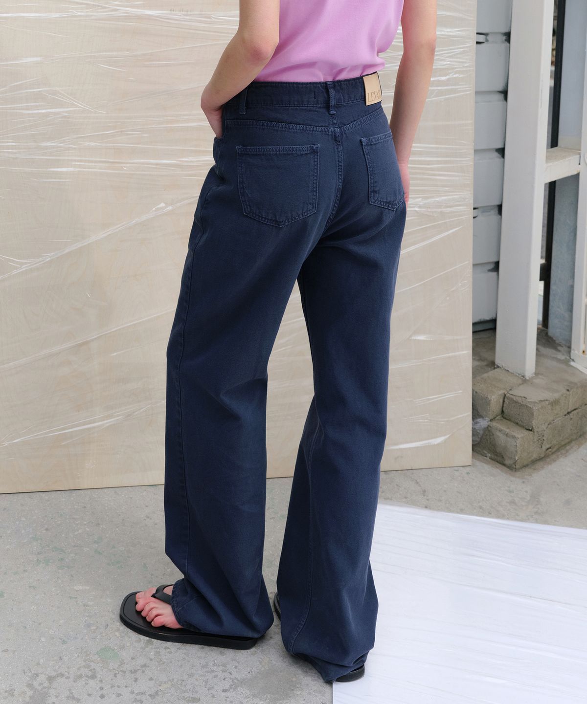 르바(LEVAR) Relaxed Oxford Denim - Stone Navy