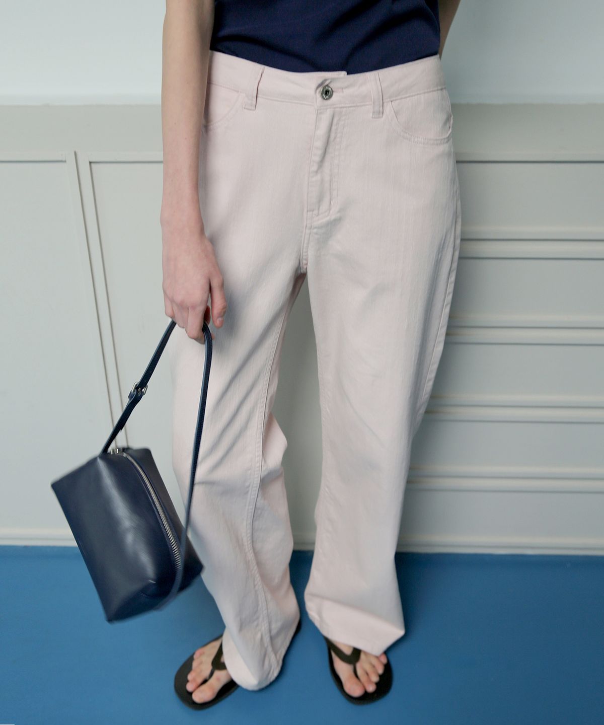 르바(LEVAR) Relaxed Light Cotton Pants - Blush Pink