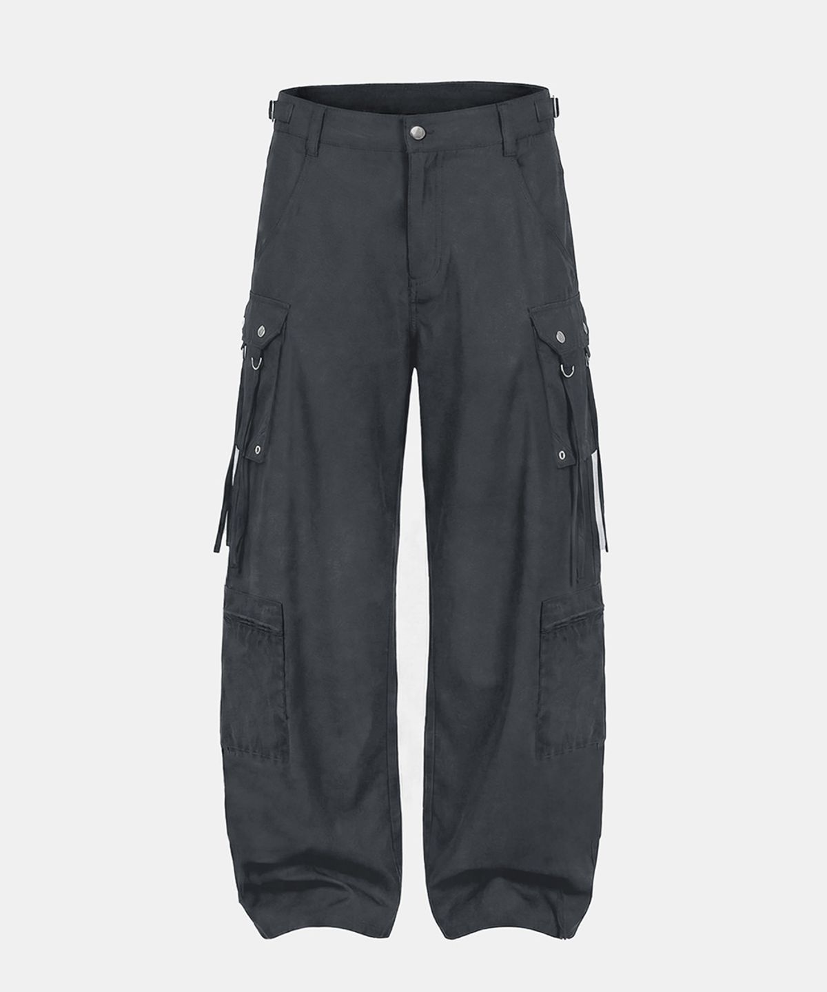 배드블러드(BADBLOOD) Strap Semi-Curved Fit Cargo Pants - Charcoal