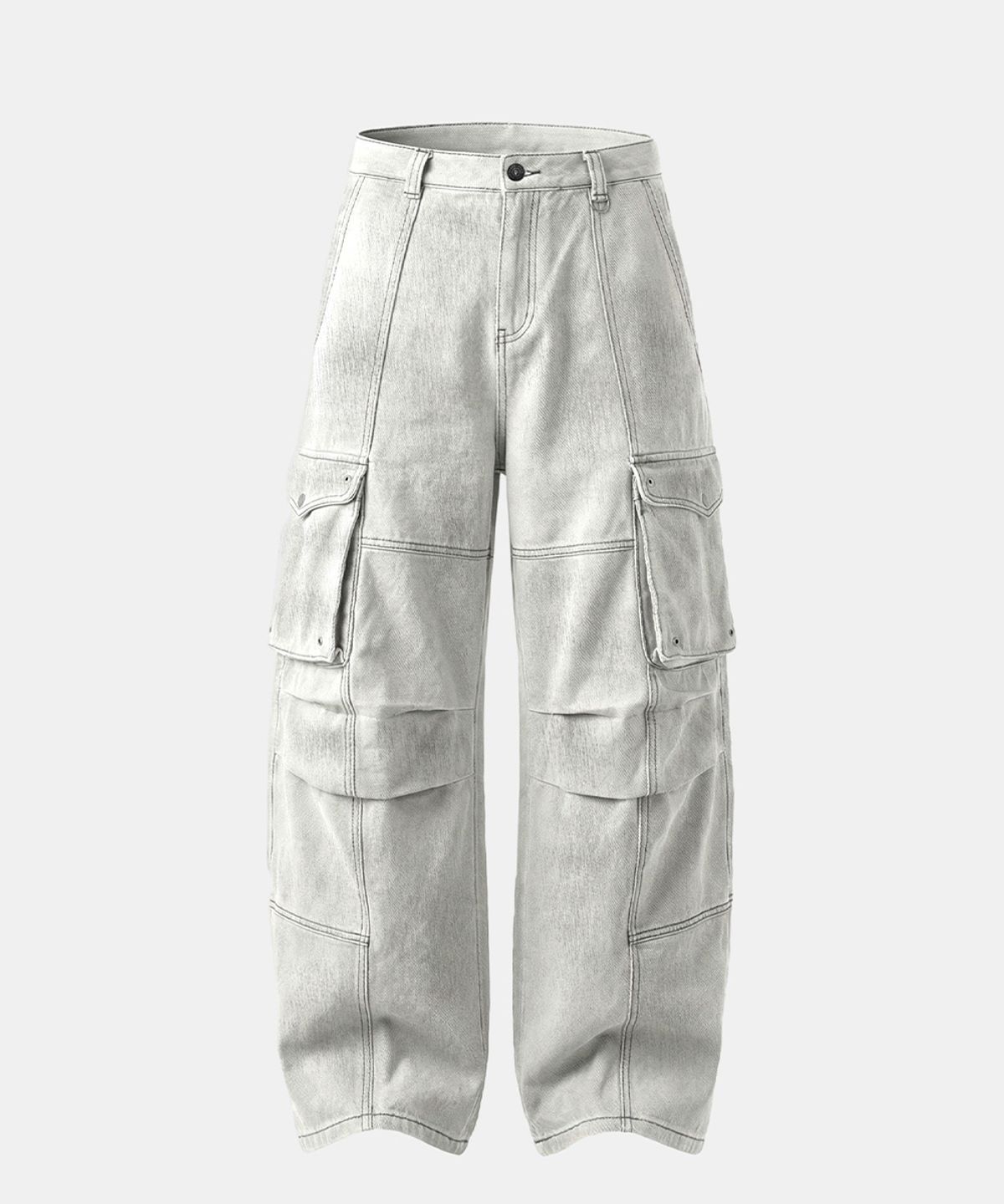 배드블러드(BADBLOOD) Arc Curved Fit Cargo Pants - White