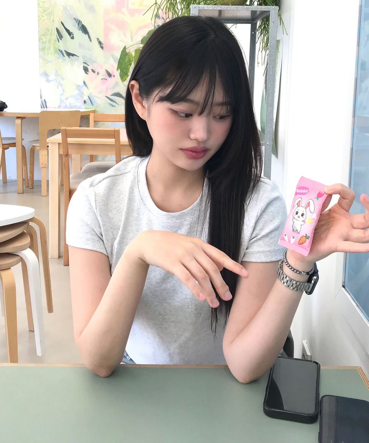 코드그라피(CGP) (우먼) 미니 반소매 티셔츠-멜란지 그레이