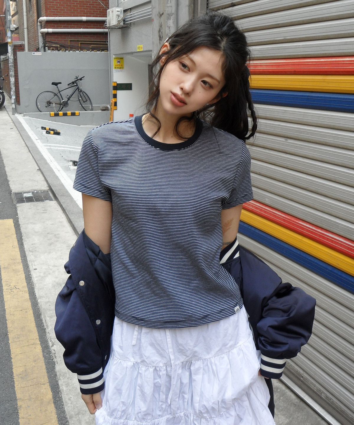 코드그라피(CGP) (우먼) 미니 반소매 티셔츠-다크 네이비