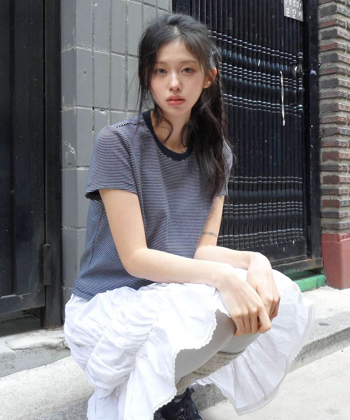 코드그라피(CGP) (우먼) 미니 반소매 티셔츠-다크 네이비