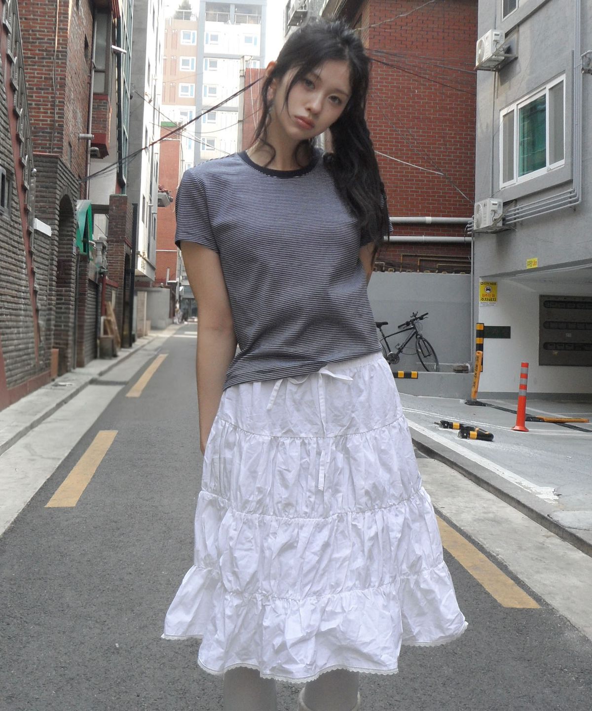 코드그라피(CGP) (우먼) 미니 반소매 티셔츠-다크 네이비