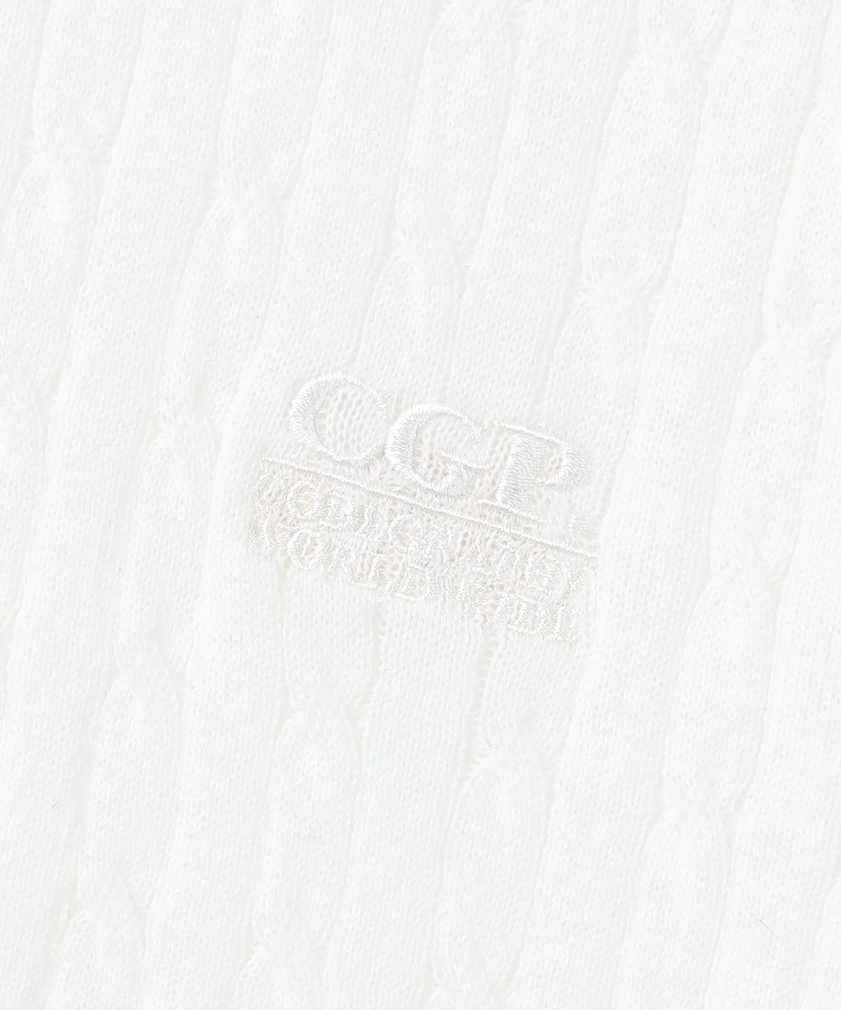 코드그라피(CGP) (우먼) 스몰 스퀘어 로고 케이블 반소매 니트-화이트
