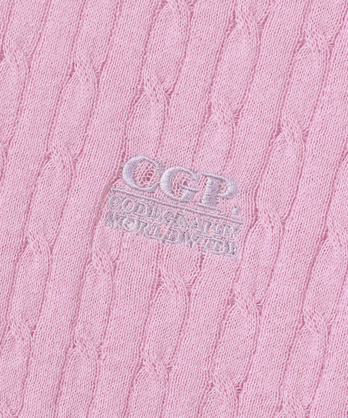 코드그라피(CGP) (우먼) 스몰 스퀘어 로고 케이블 반소매 니트-핑크