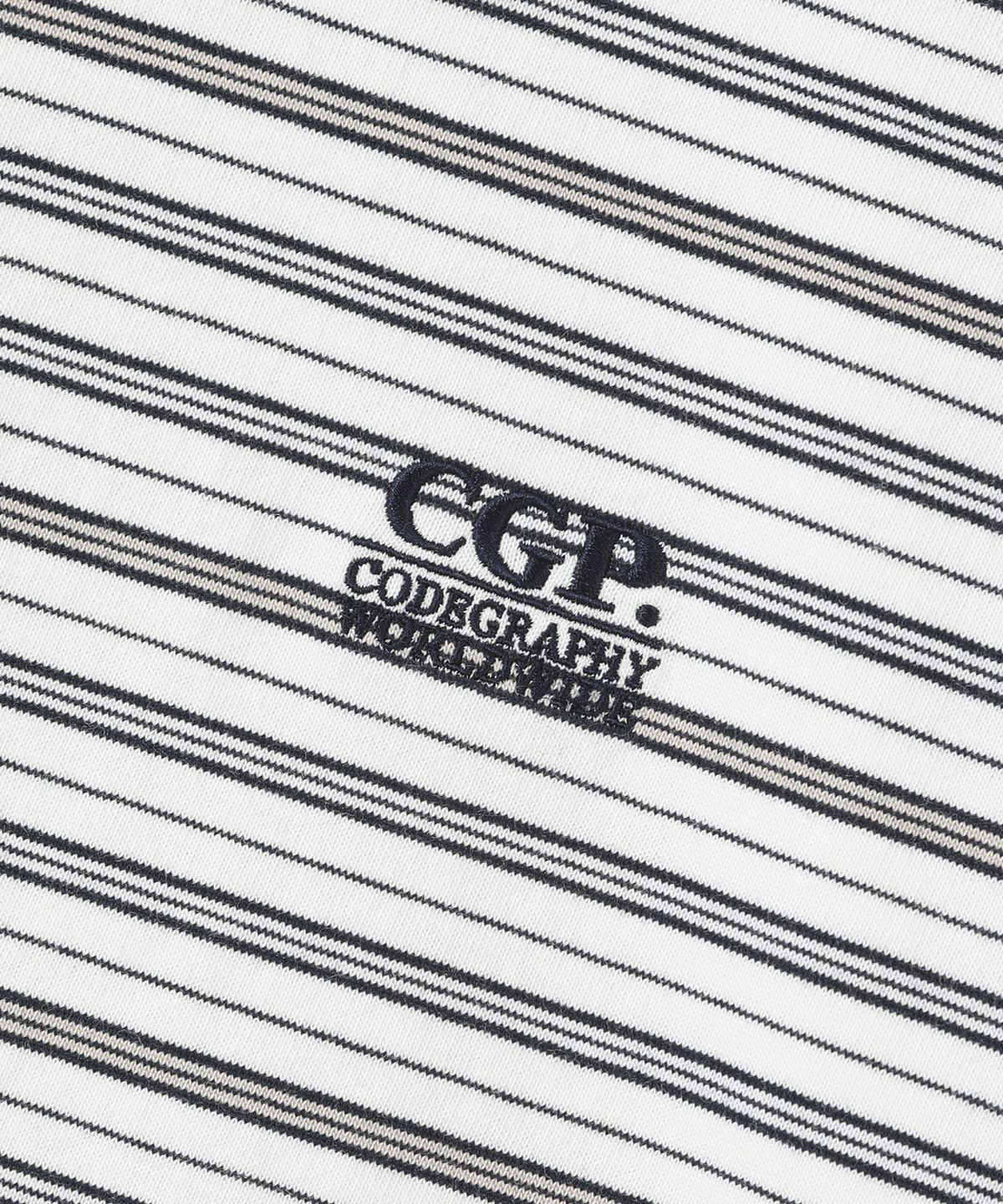 코드그라피(CGP) 멀티 스트라이프 반소매 티셔츠-아이보리