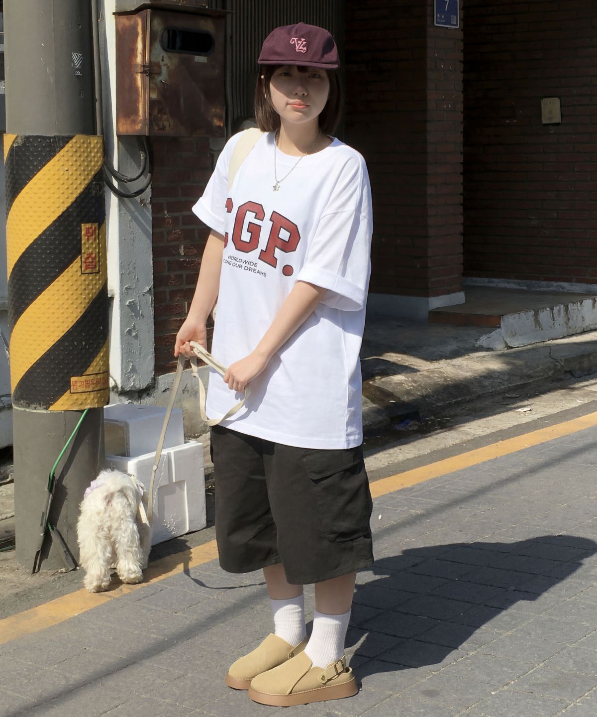 코드그라피(CGP) 빅오버핏 CGP 아치 로고 반소매 티셔츠-화이트