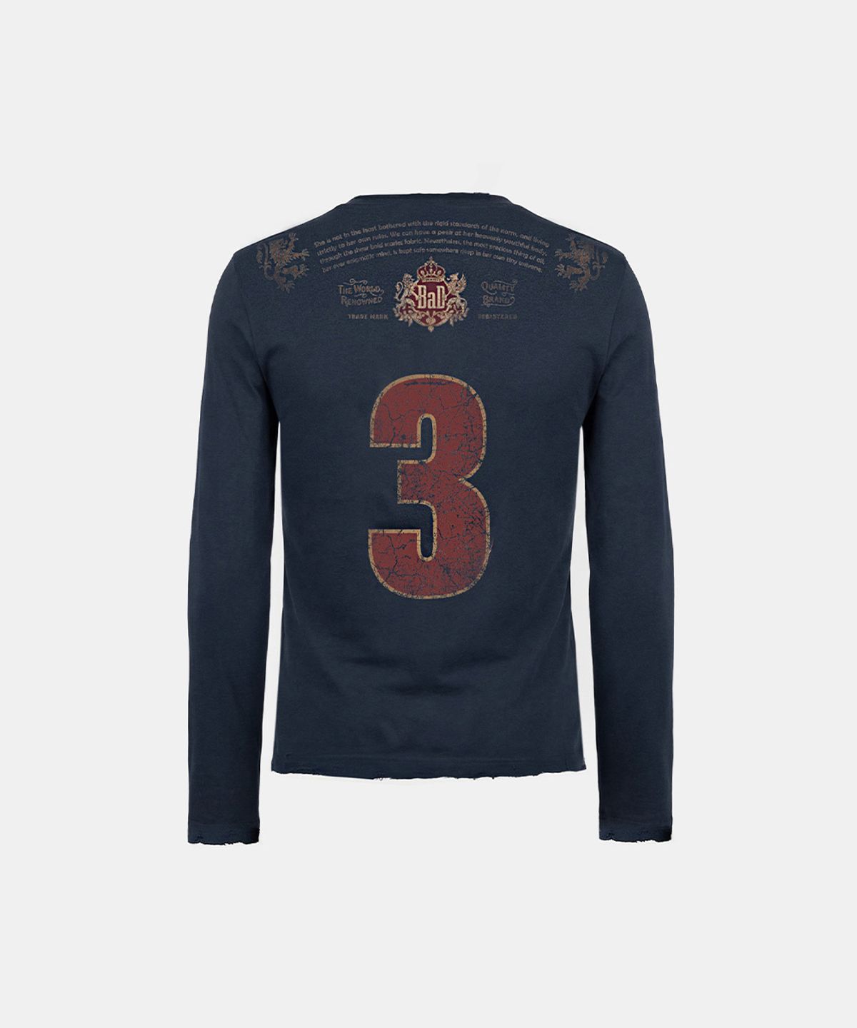 배드블러드(BADBLOOD) Royal Classic Fitted Long Sleeve T-Shirt - Navy