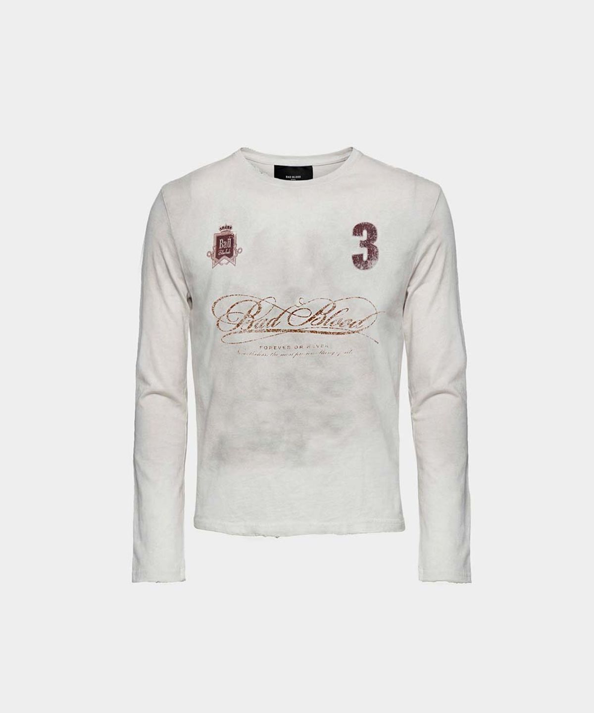 배드블러드(BADBLOOD) Royal Classic Fitted Long Sleeve T-Shirt - White