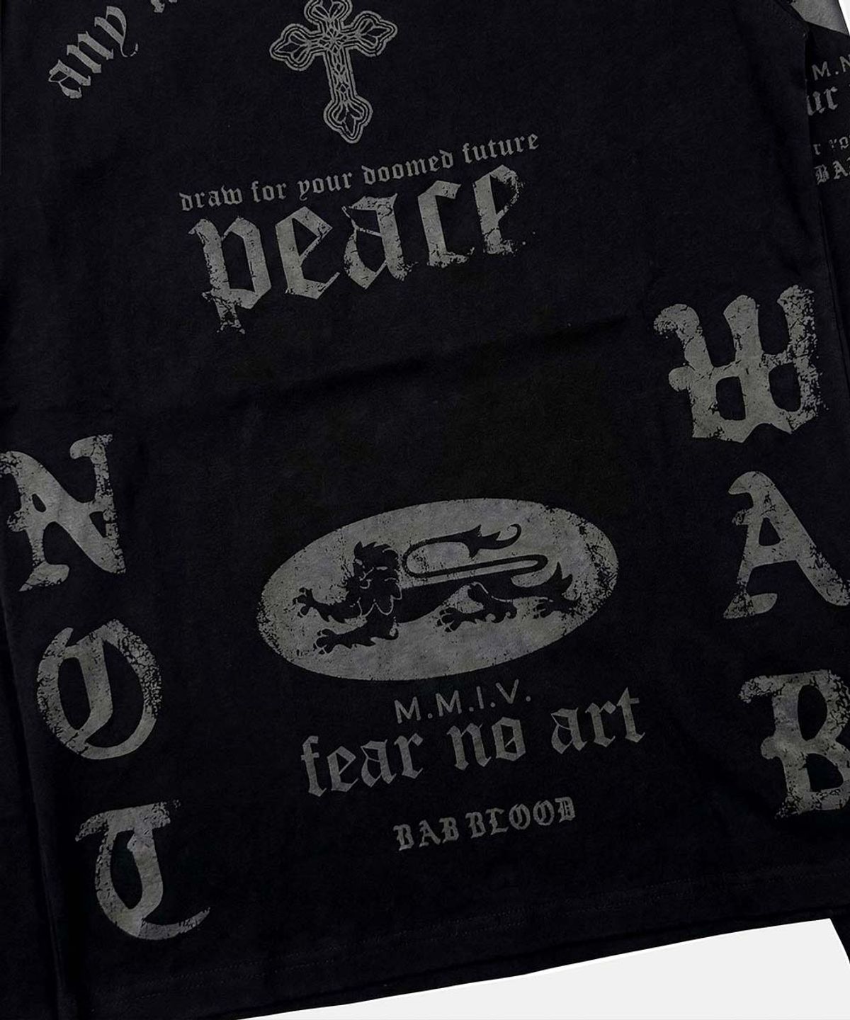 배드블러드(BADBLOOD) Peace Not War Slim Long Sleeve T-Shirt - Dusty Black