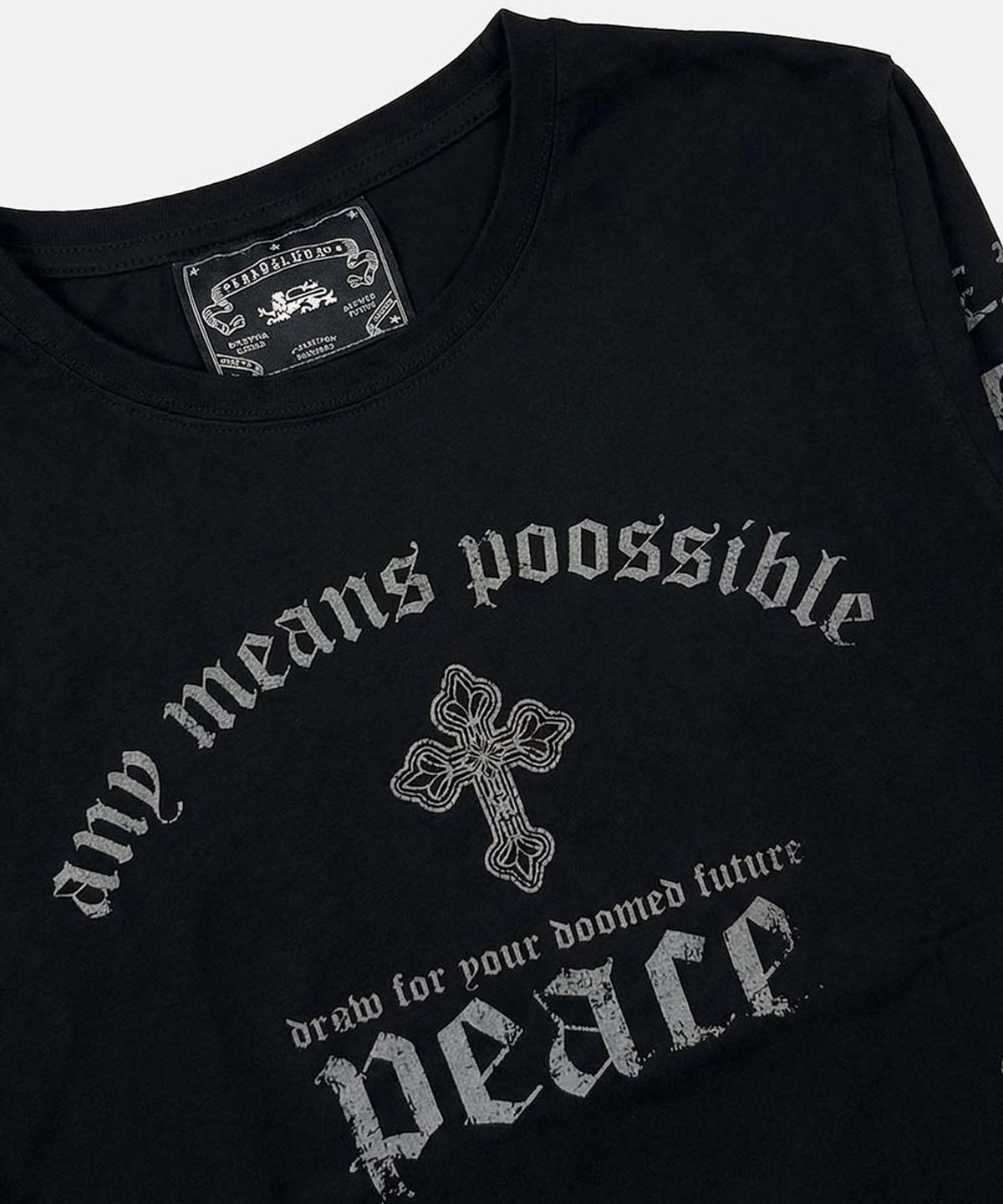 배드블러드(BADBLOOD) Peace Not War Slim Long Sleeve T-Shirt - Dusty Black