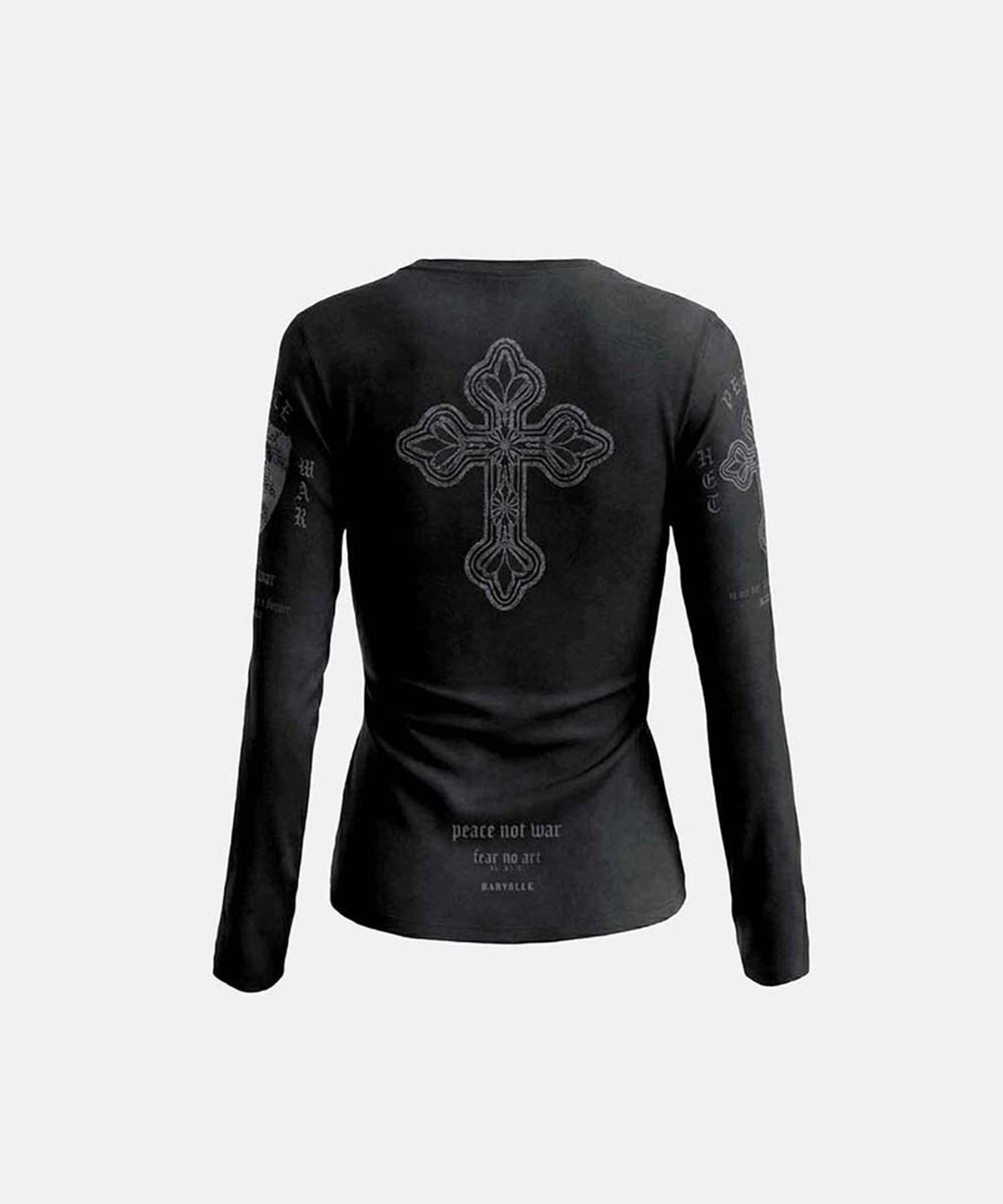 배드블러드(BADBLOOD) Peace Not War Slim Long Sleeve T-Shirt - Dusty Black