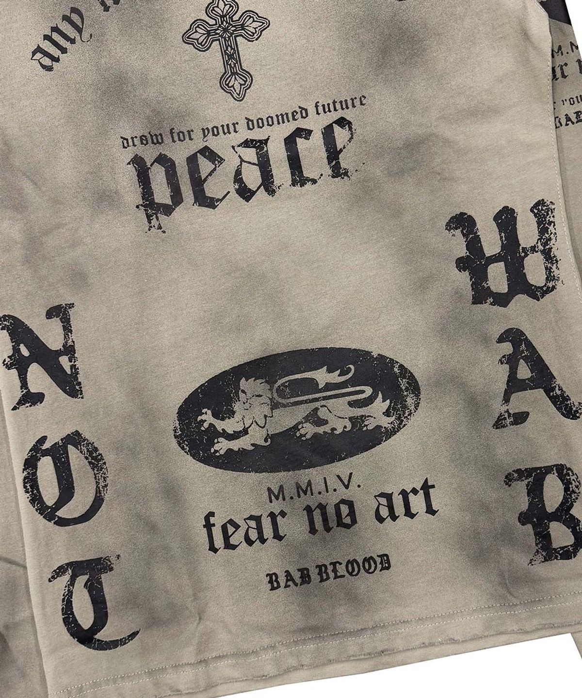 배드블러드(BADBLOOD) Peace Not War Slim Long Sleeve T-Shirt - Dusty Beige