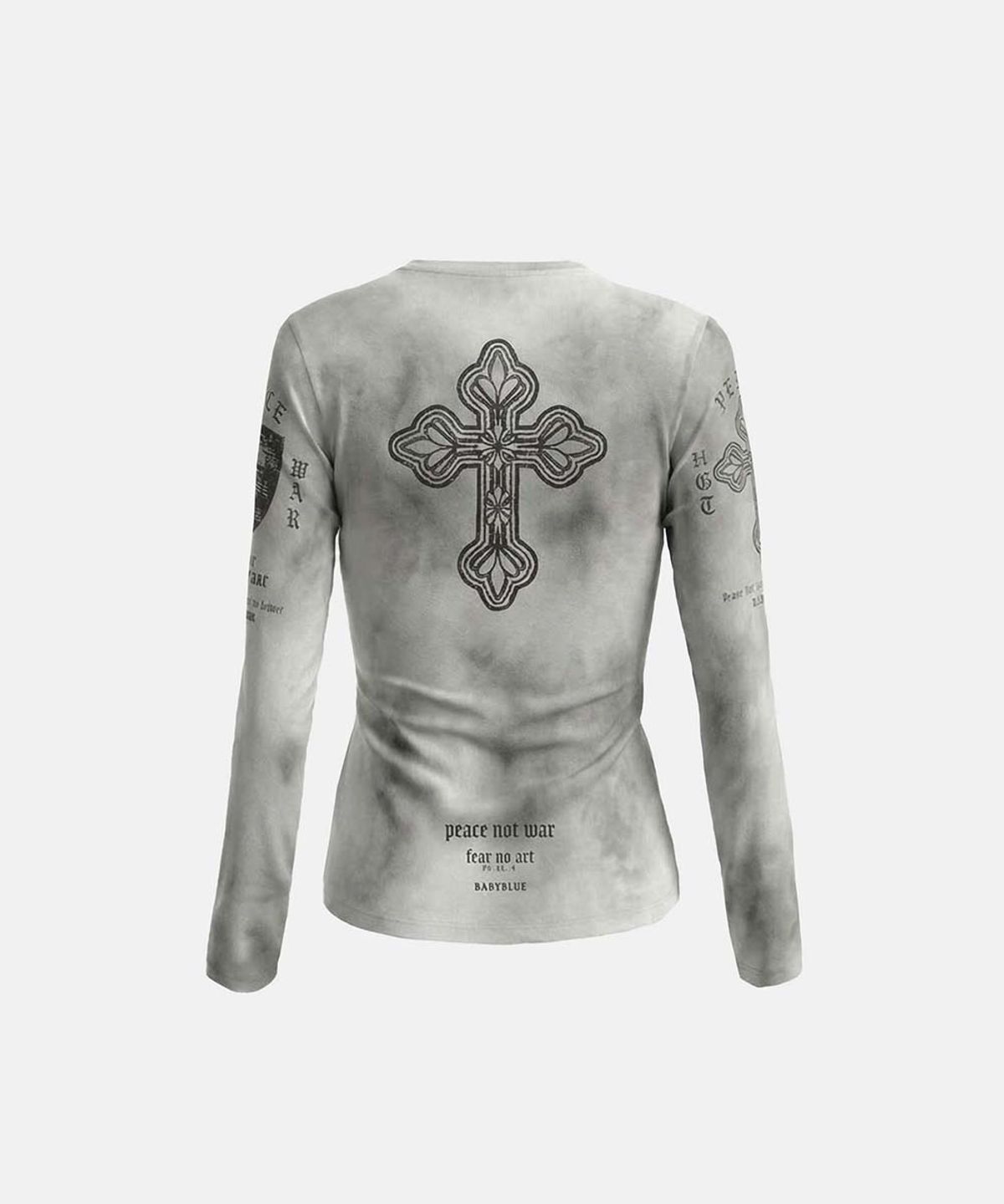 배드블러드(BADBLOOD) Peace Not War Slim Long Sleeve T-Shirt - Dusty White