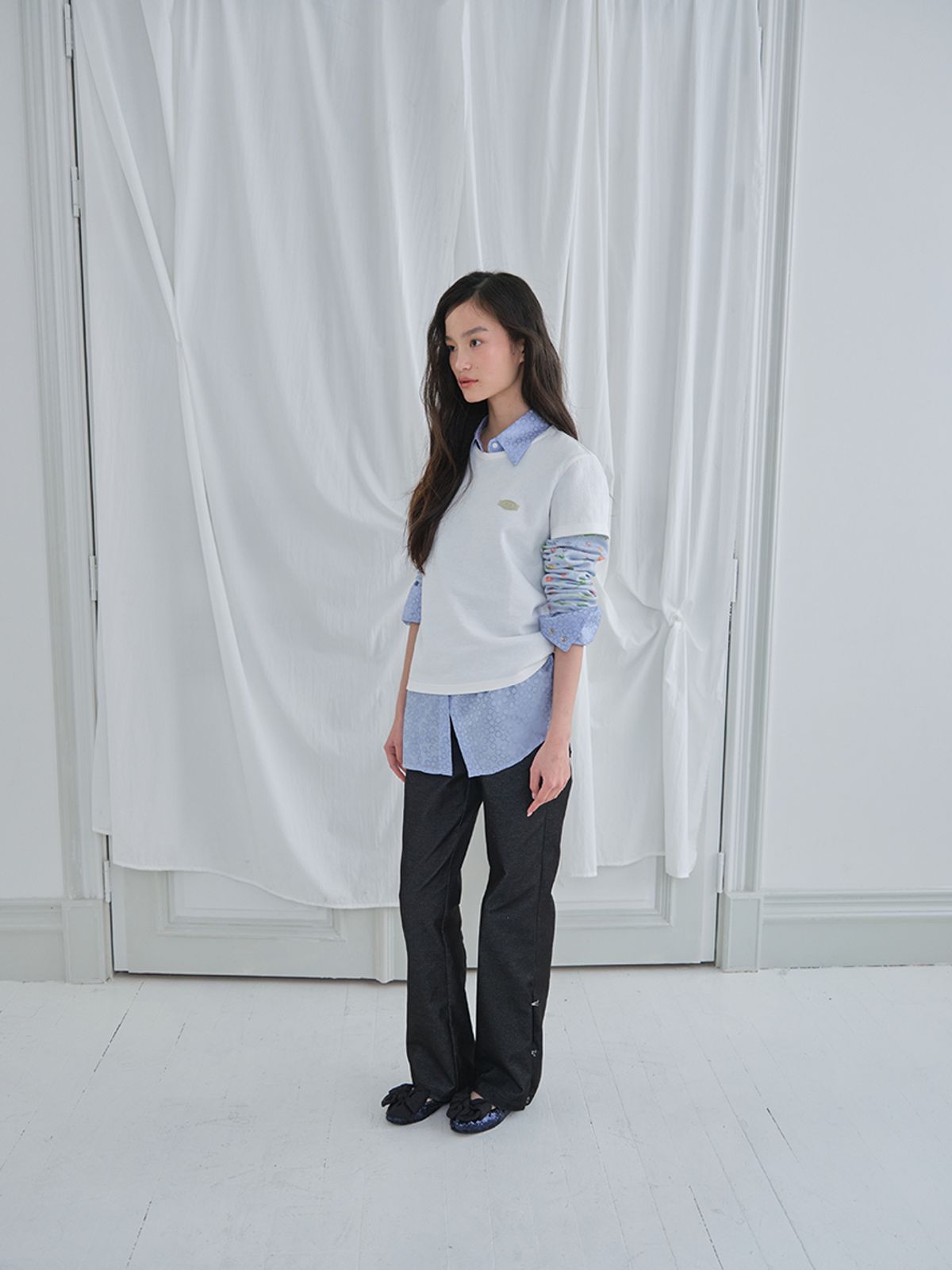 무음(MUWM) 플레어 레이스 스트레치 팬츠 Flare Lace Stretch Pants (Black)