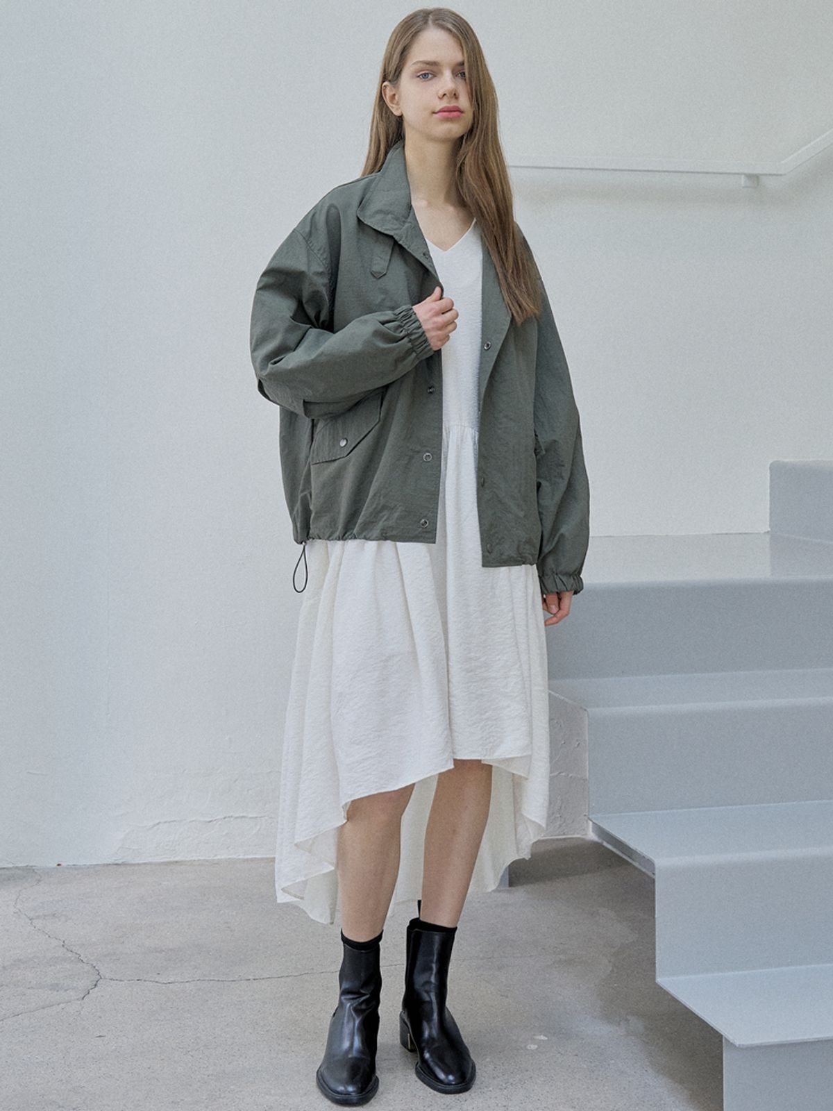 아방(AVANT-G) Nylon Windbreakert  Jumper - KHAKI