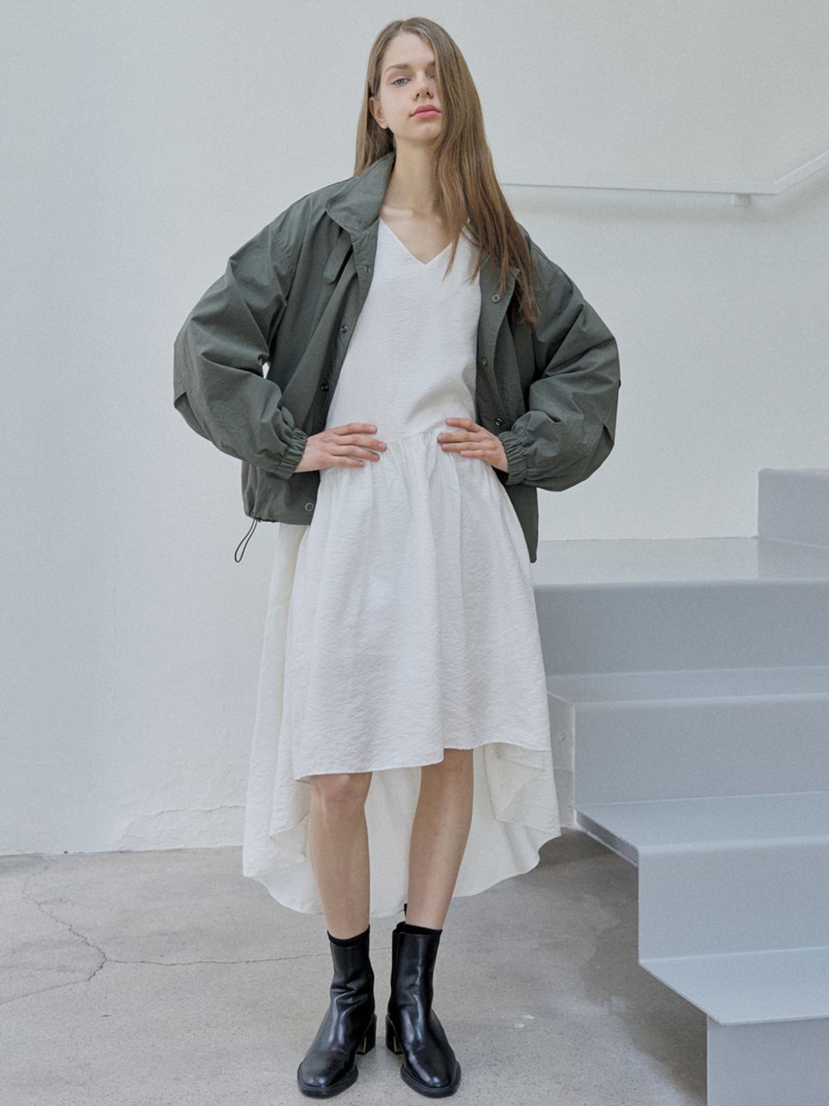 아방(AVANT-G) Nylon Windbreakert  Jumper - KHAKI