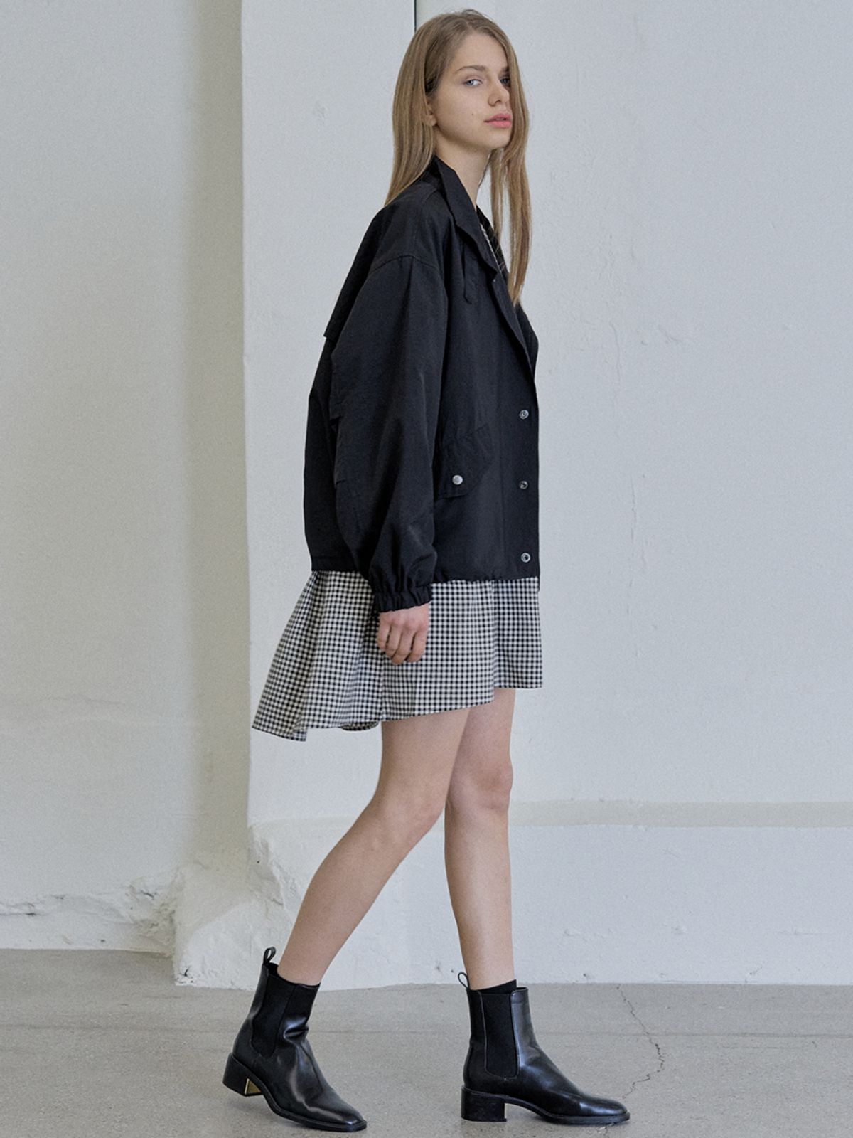 아방(AVANT-G) Nylon Windbreakert  Jumper - BLACK