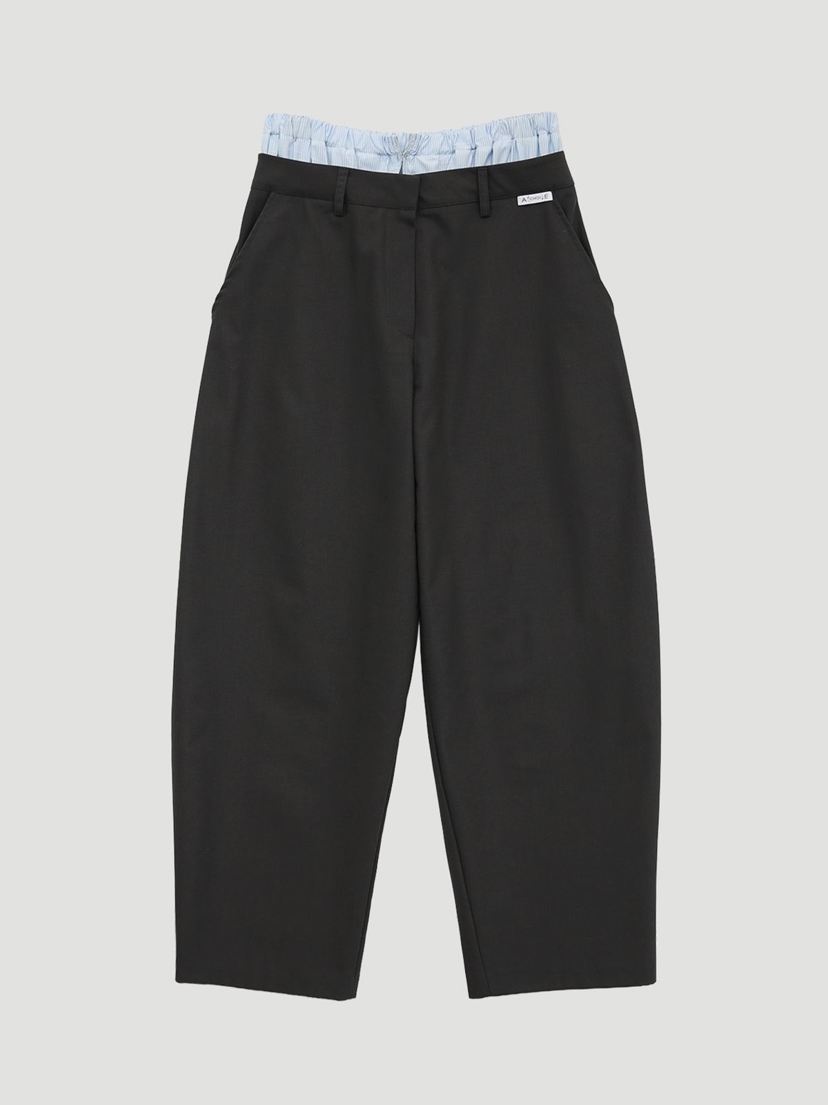 최에(CHOIAE) Blend Layered Curve Pants - Charcoal