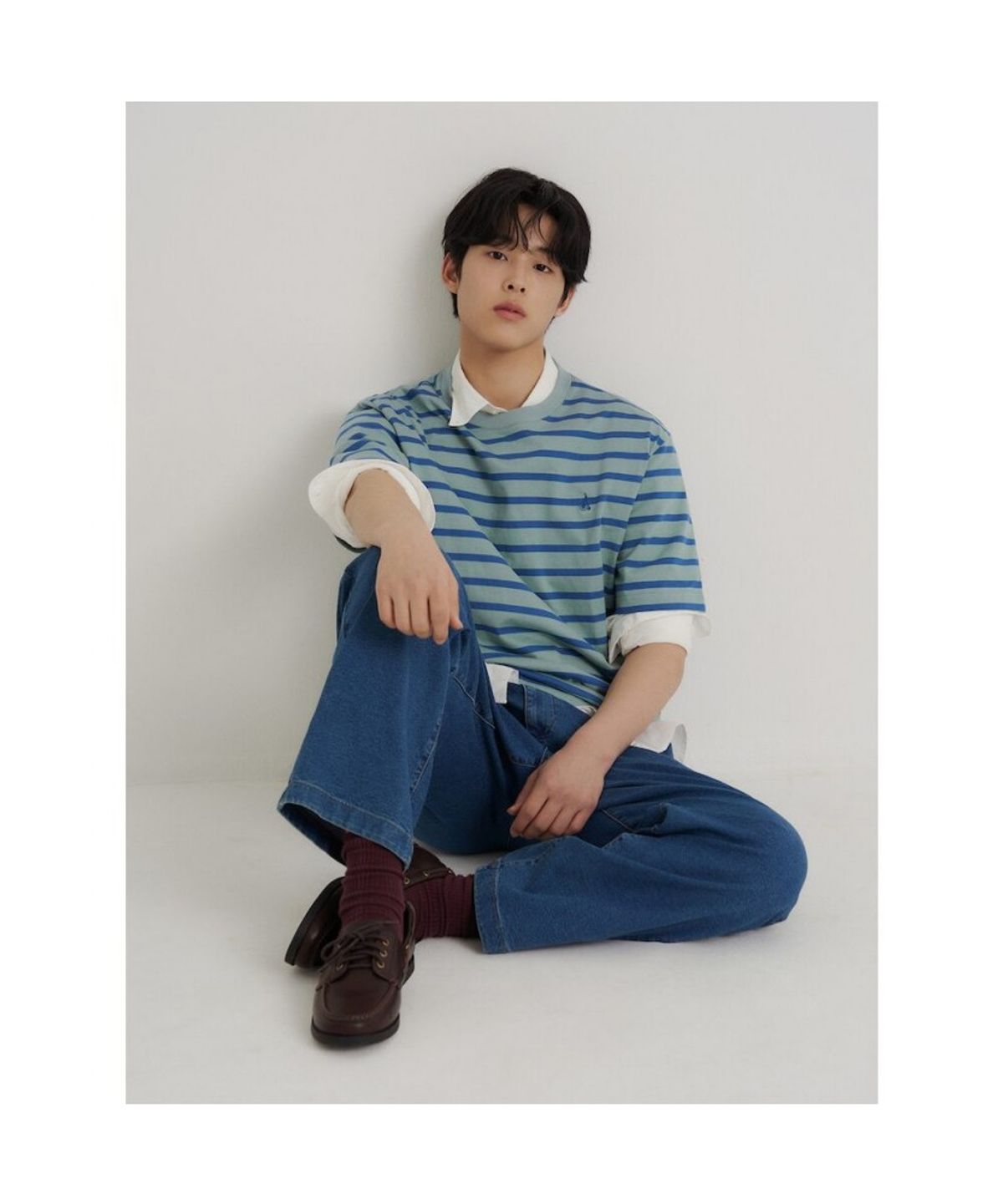 빈폴 멘(BEANPOLE MEN) 싱글 스트라이프 반소매 티셔츠  라이트 그린