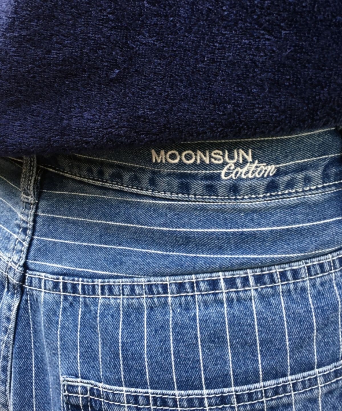 문선 아카이브(MOONSUN ARCHIVE) M.C UNISEX, Loose-Fit Pinstripe Denim Pants / LIGHT INDIGO