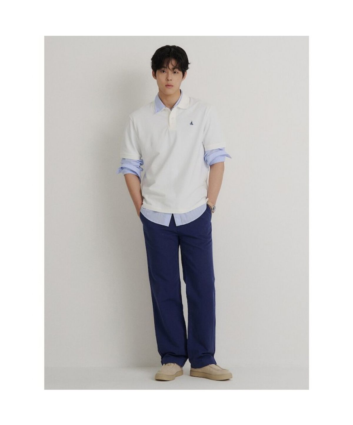 빈폴 멘(BEANPOLE MEN) [Essential] 피케 칼라넥 반소매 티셔츠  화이트