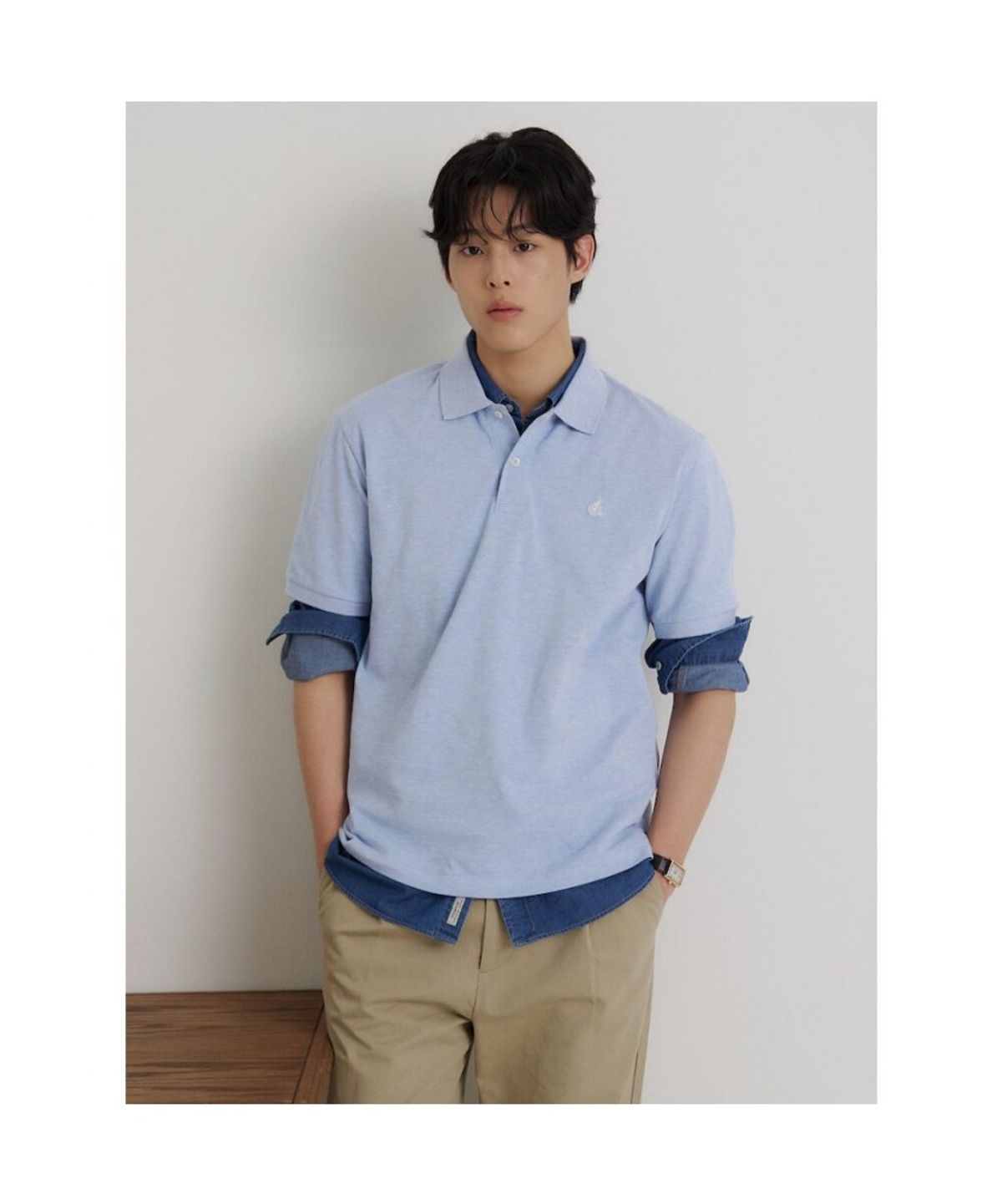 빈폴 멘(BEANPOLE MEN) [Essential] 피케 칼라넥 반소매 티셔츠  스카이 블루