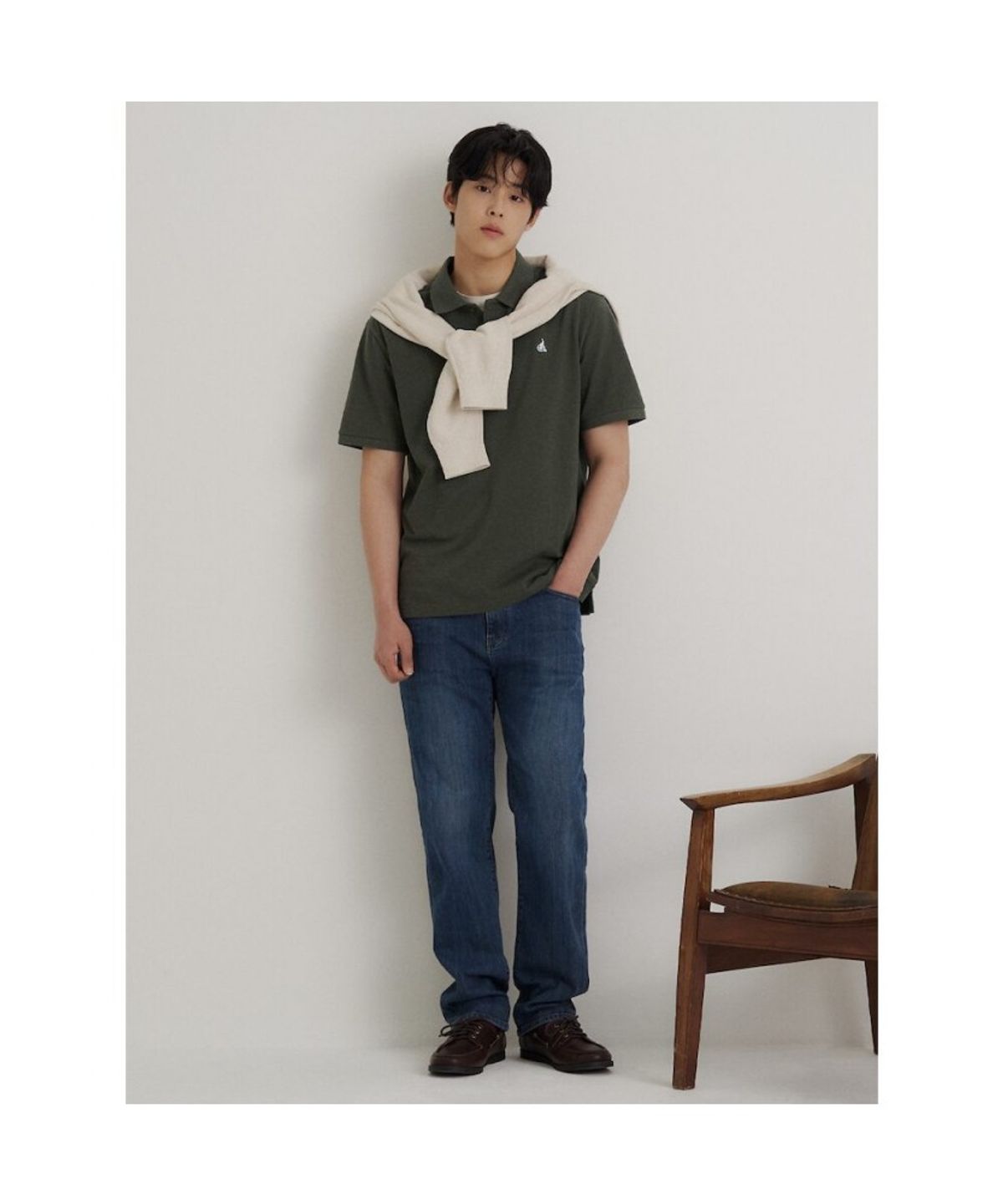빈폴 멘(BEANPOLE MEN) [Essential] 피케 칼라넥 반소매 티셔츠  카키