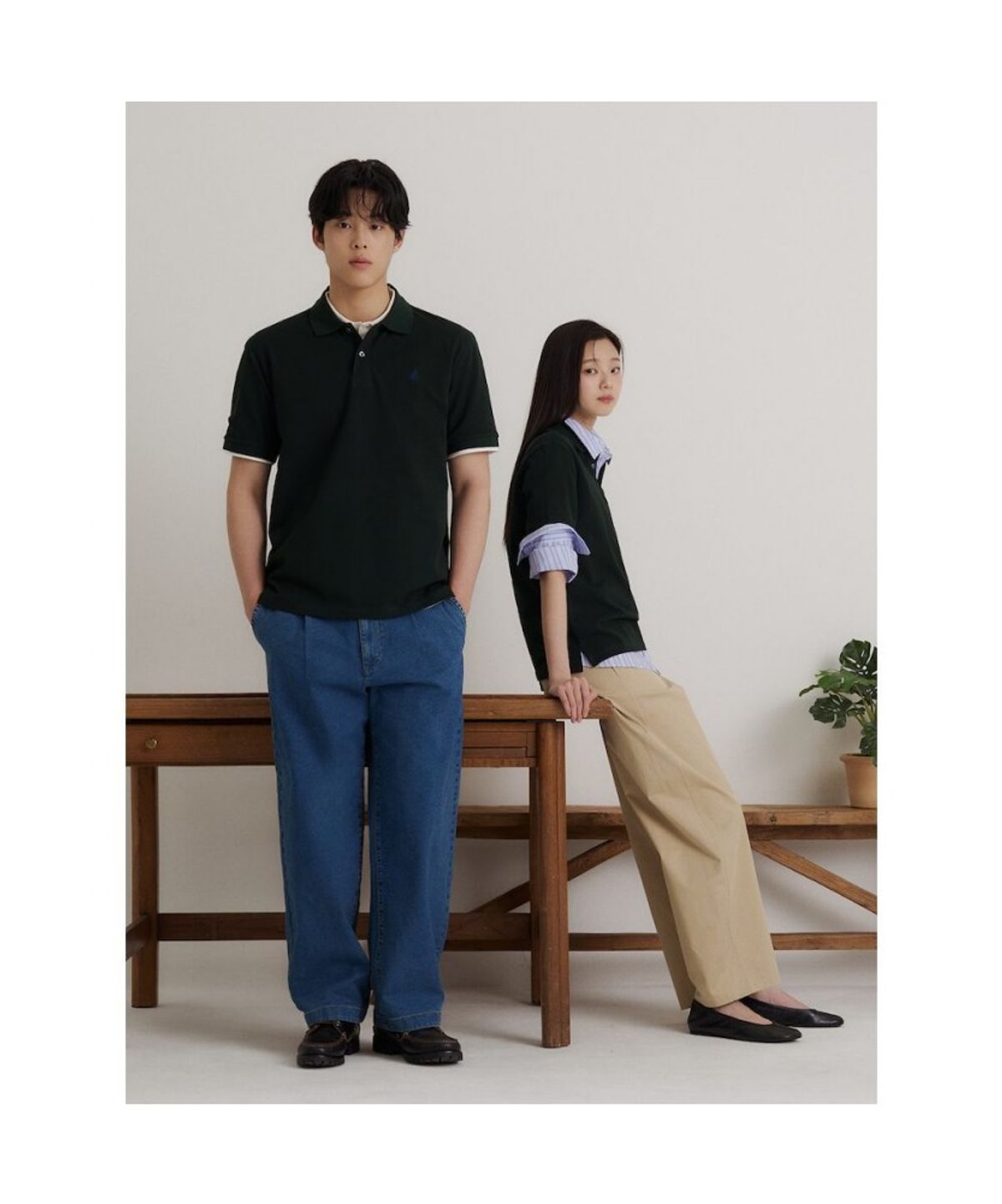 빈폴 멘(BEANPOLE MEN) [Essential] 피케 칼라넥 반소매 티셔츠  그린