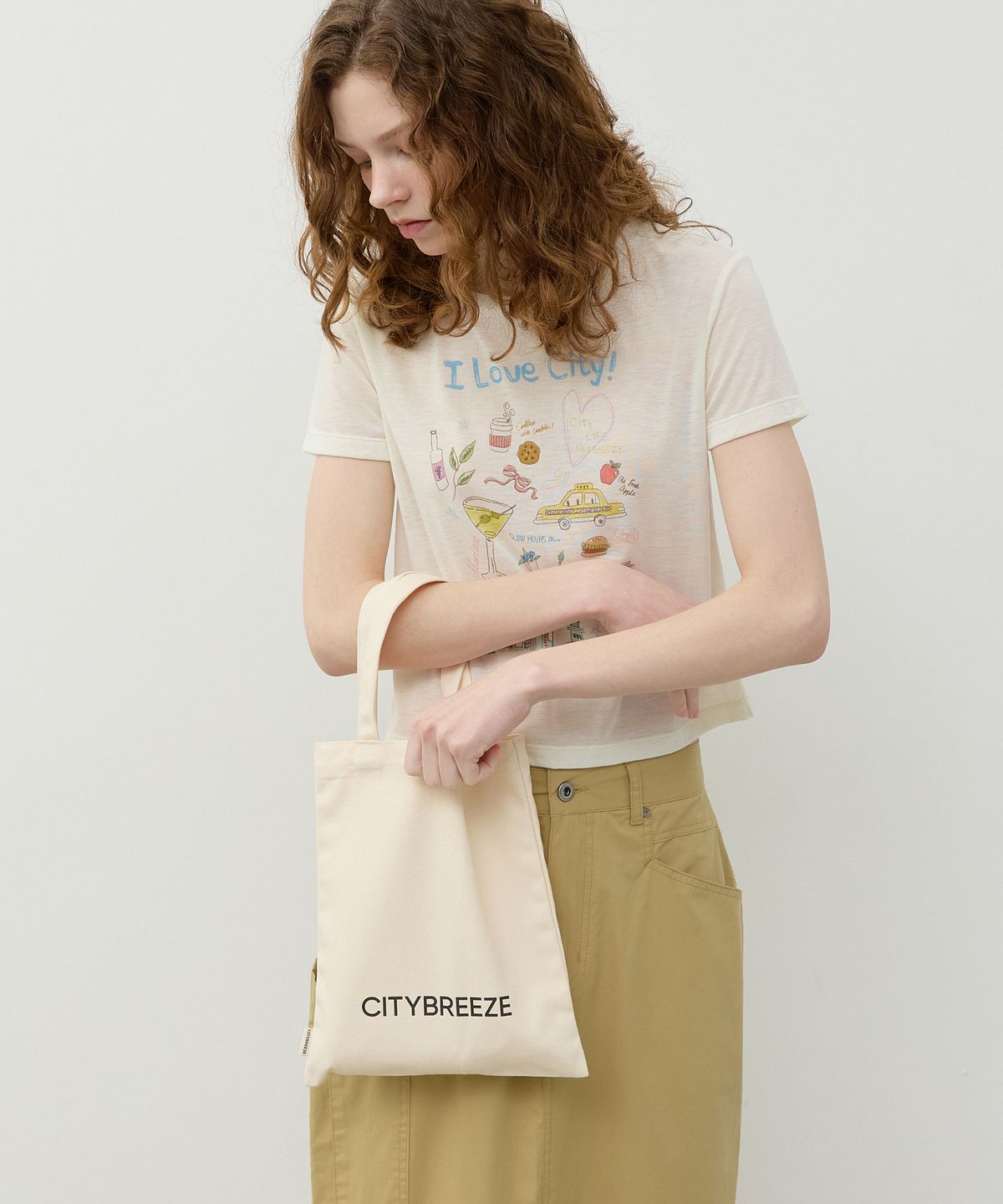 시티브리즈(CITYBREEZE) 시티 로고 미니 에코백_IVORY