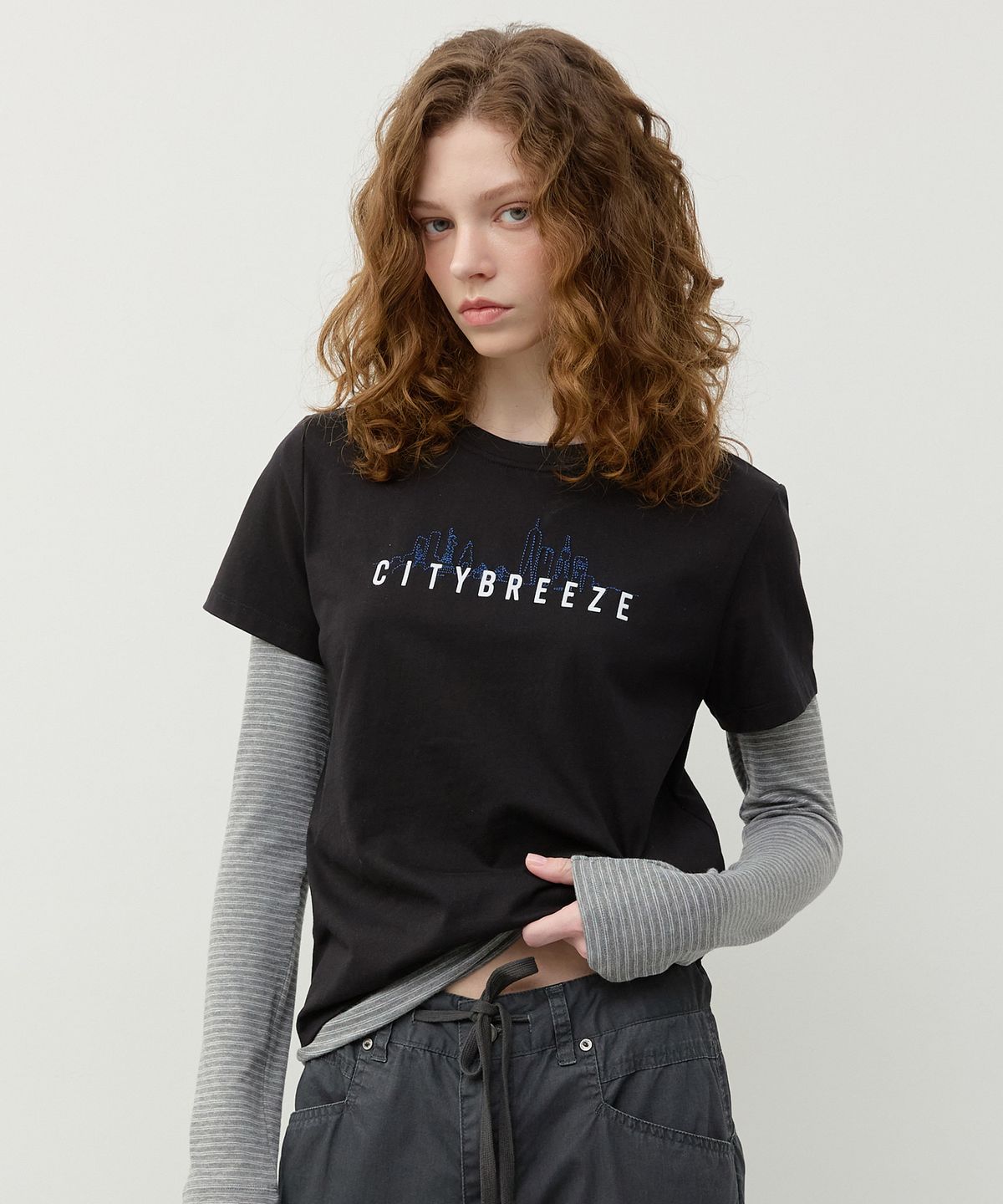 시티브리즈(CITYBREEZE) 스카이라인 반팔 티셔츠_BLACK