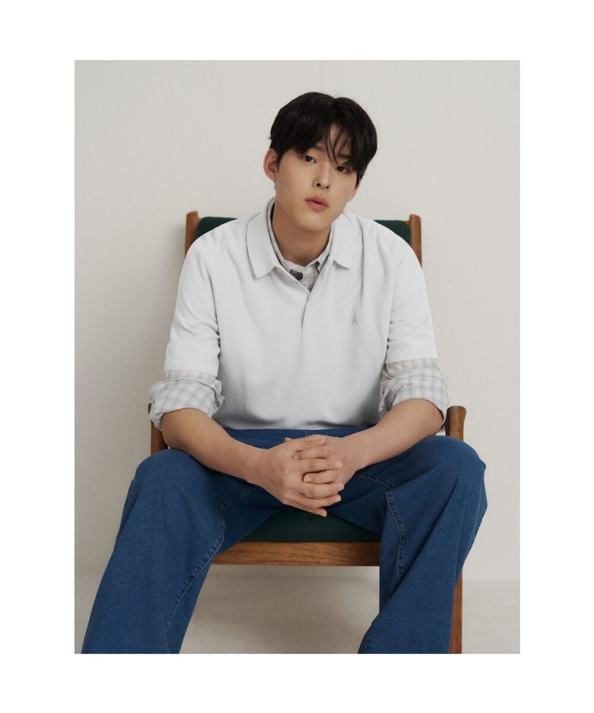 빈폴 멘(BEANPOLE MEN) 코튼실크 칼라넥 니트  라이트 그레이