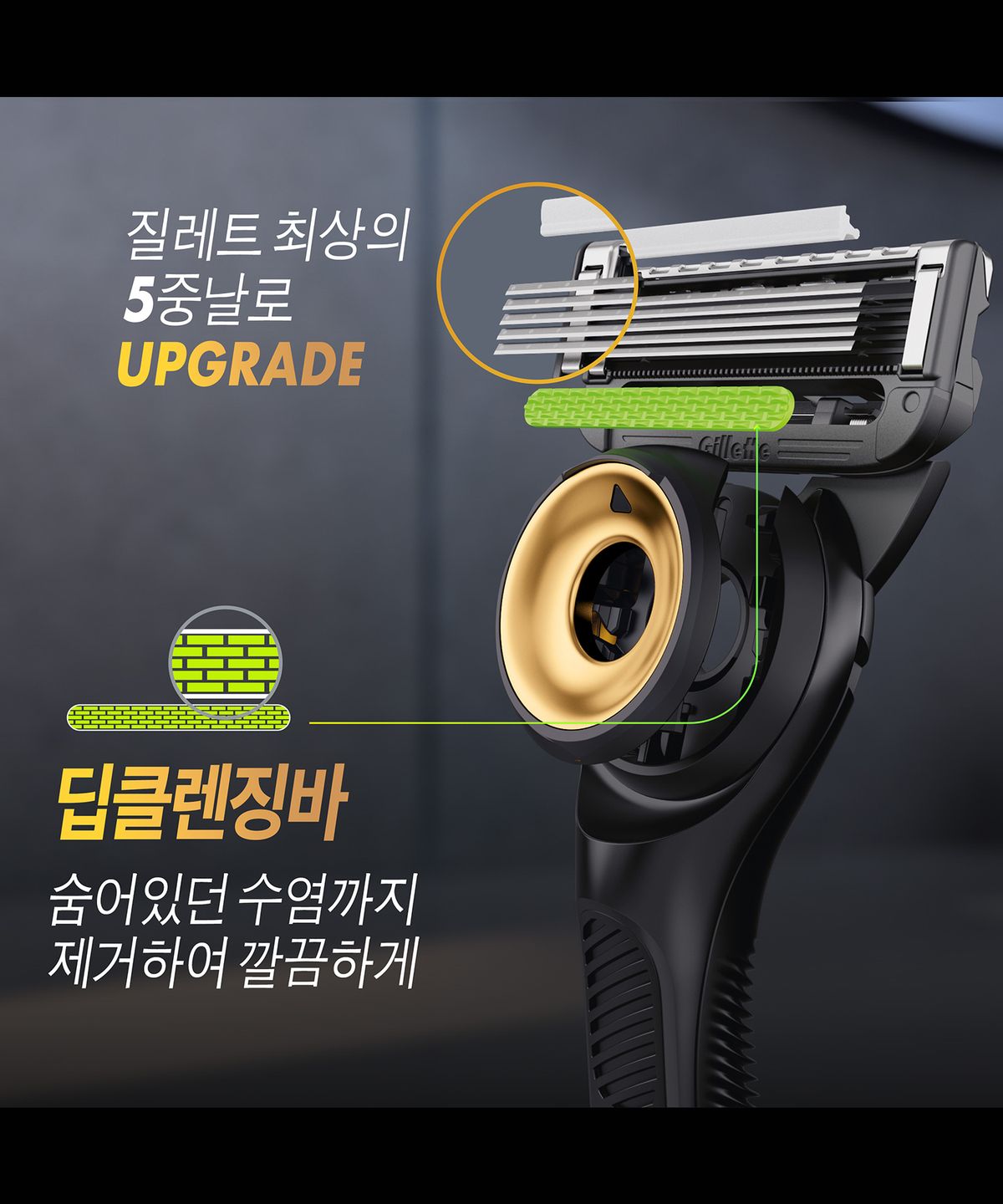 질레트(GILLETTE) 랩스 딥클렌징바 LCK 레전드팩(핸들+면도날7입)