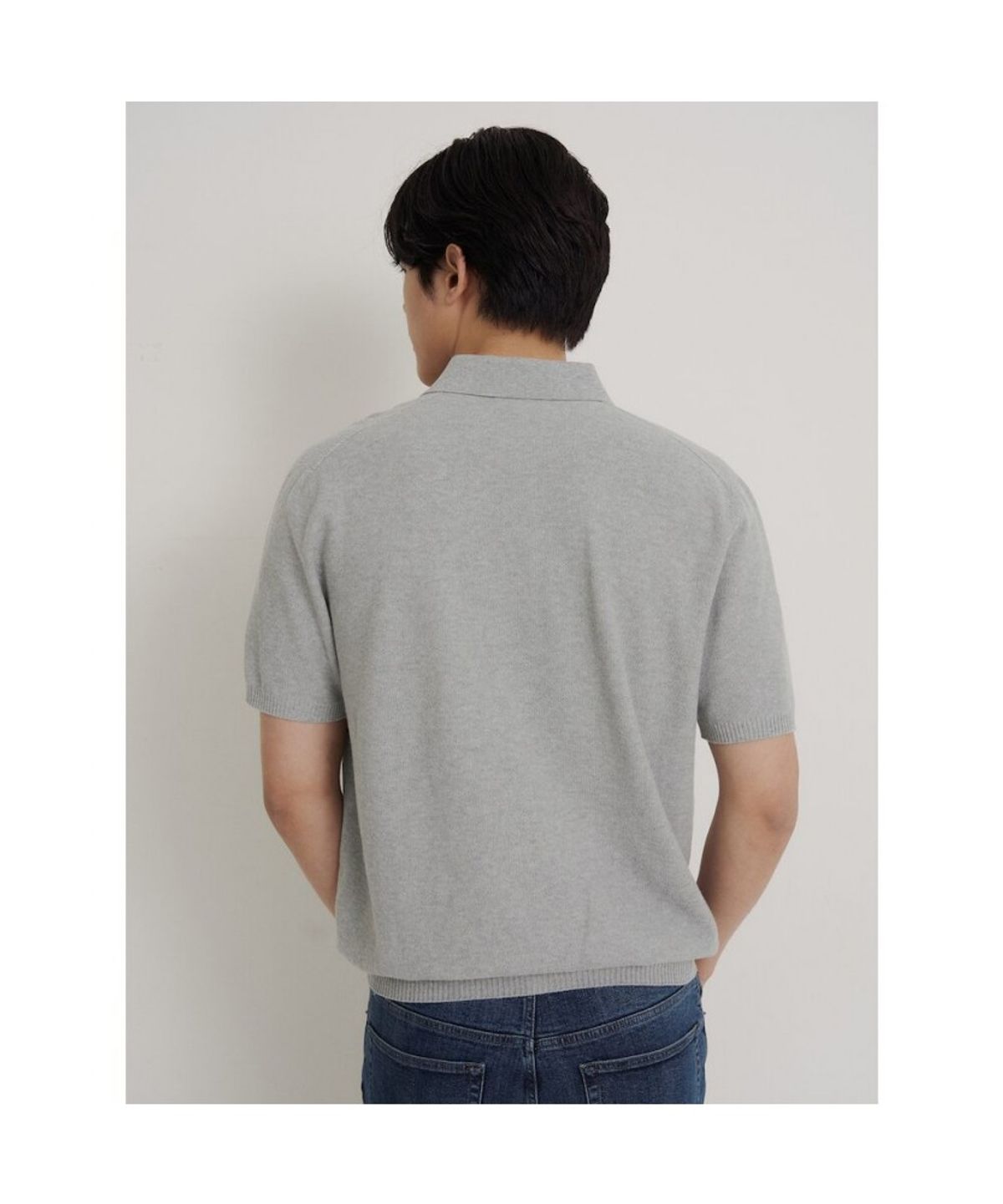 빈폴 멘(BEANPOLE MEN) 코튼실크 칼라넥 니트  그레이