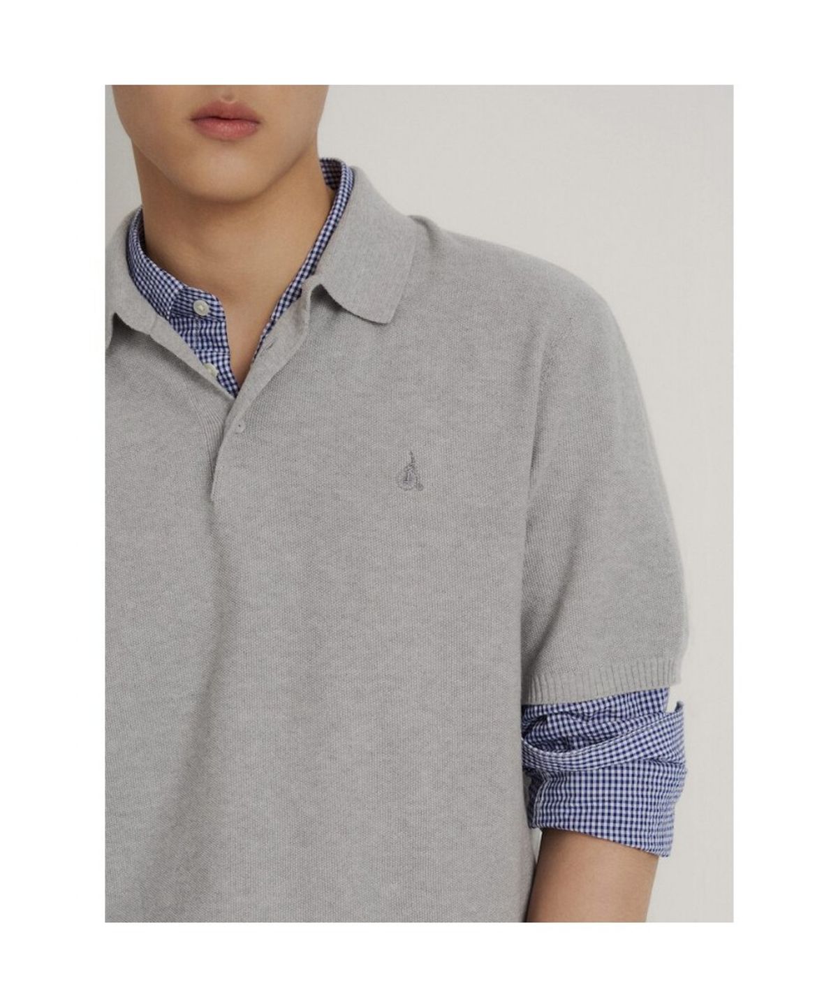 빈폴 멘(BEANPOLE MEN) 코튼실크 칼라넥 니트  그레이