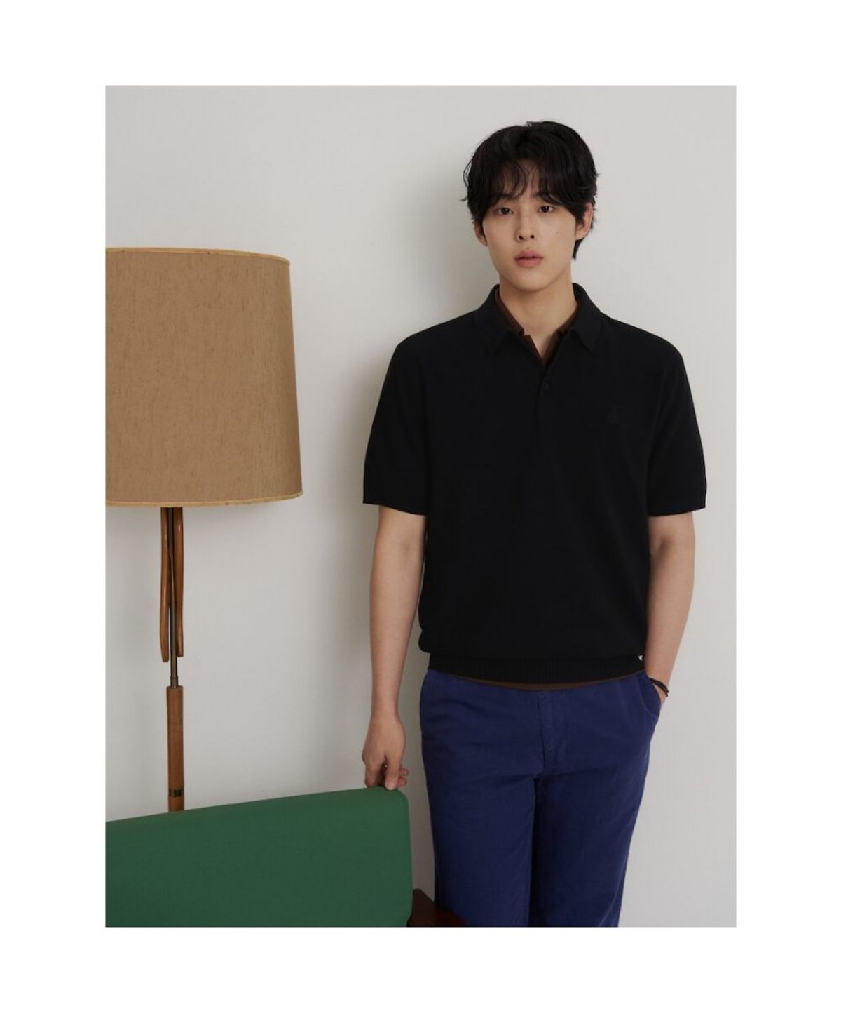 빈폴 멘(BEANPOLE MEN) 코튼실크 칼라넥 니트  블랙