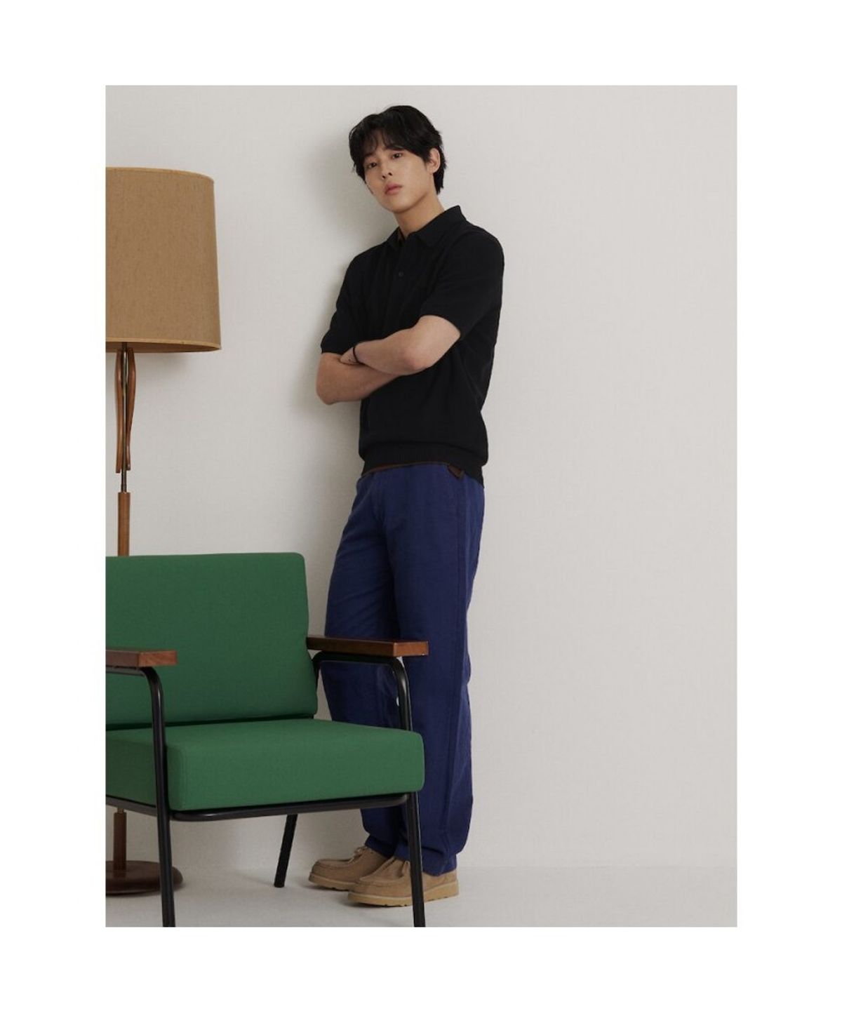 빈폴 멘(BEANPOLE MEN) 코튼실크 칼라넥 니트  블랙