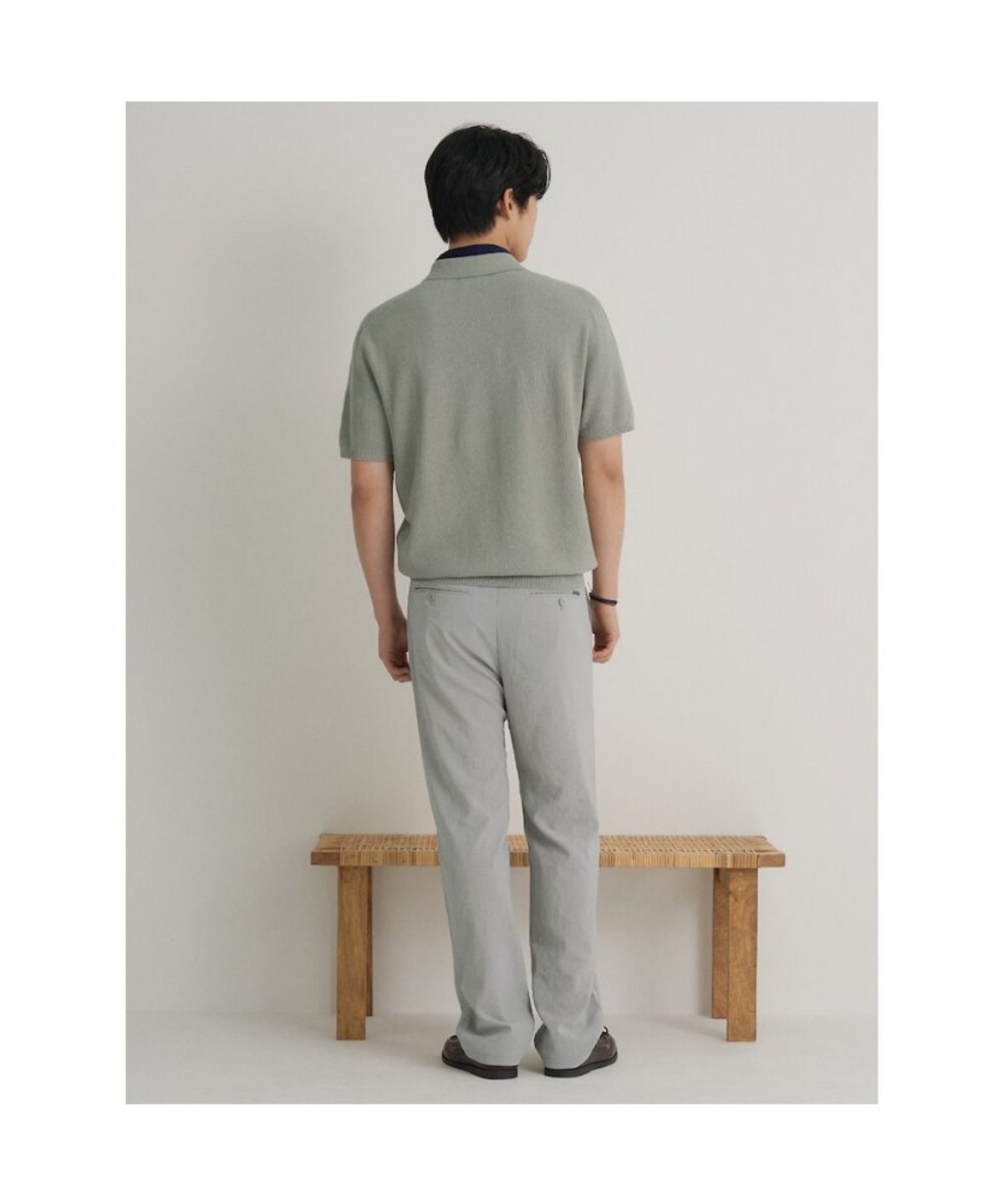 빈폴 멘(BEANPOLE MEN) 코튼실크 칼라넥 니트  올리브
