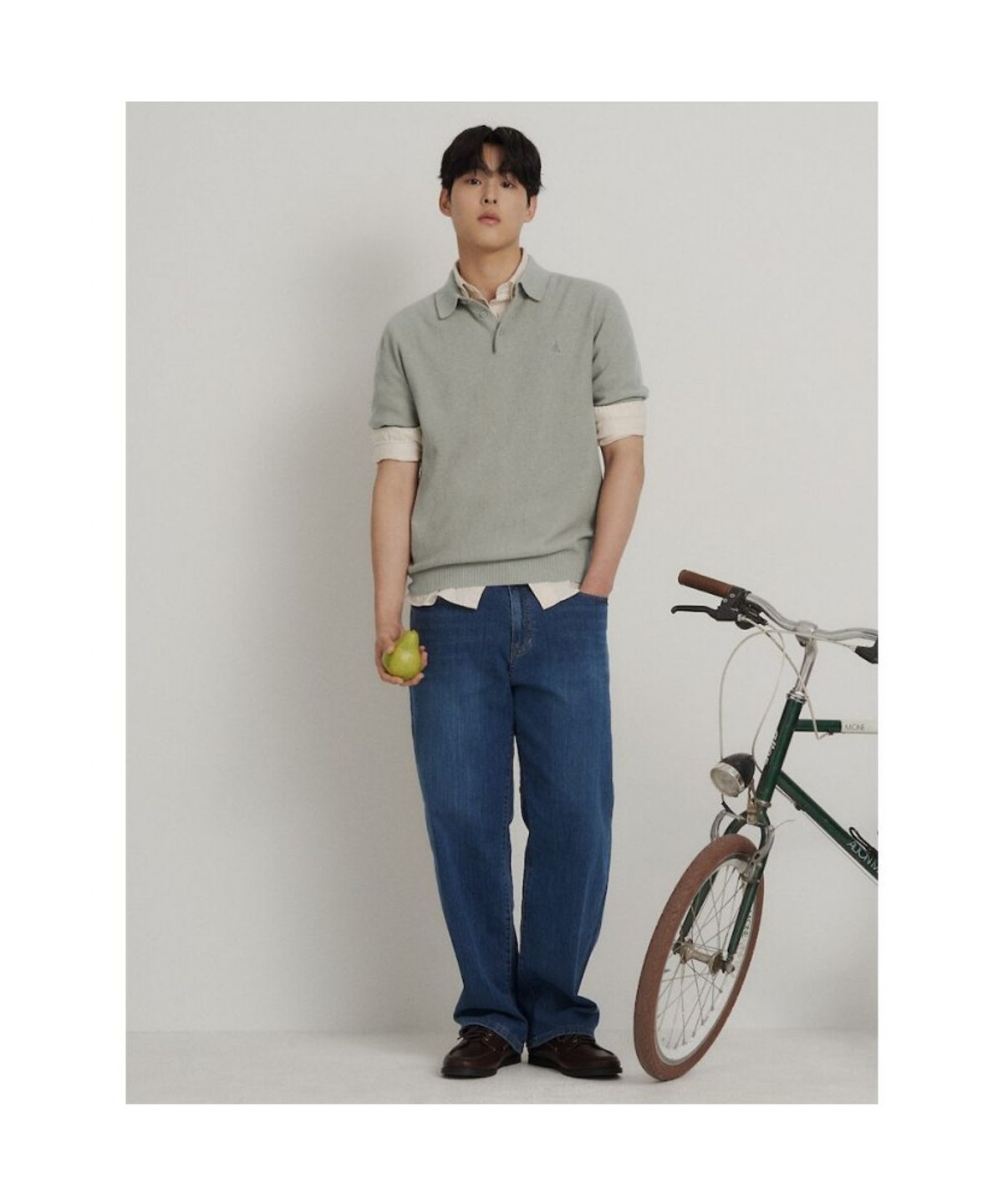 빈폴 멘(BEANPOLE MEN) 코튼실크 칼라넥 니트  올리브