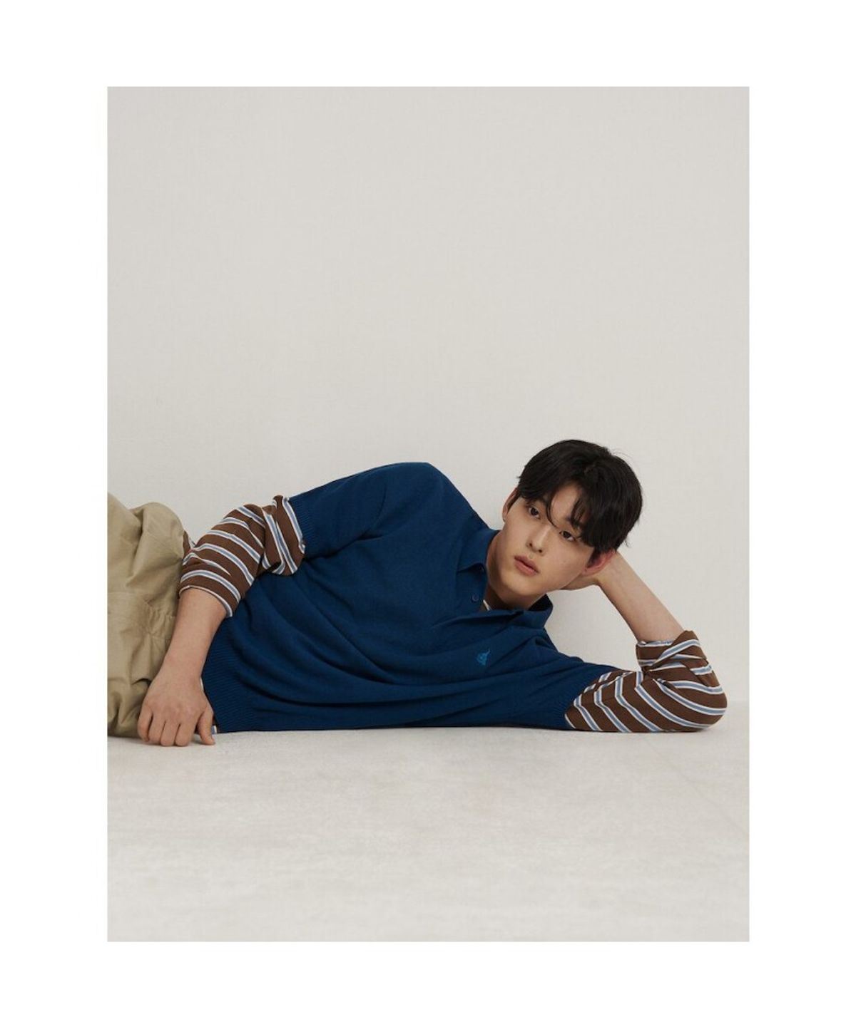 빈폴 멘(BEANPOLE MEN) 코튼실크 칼라넥 니트  블루