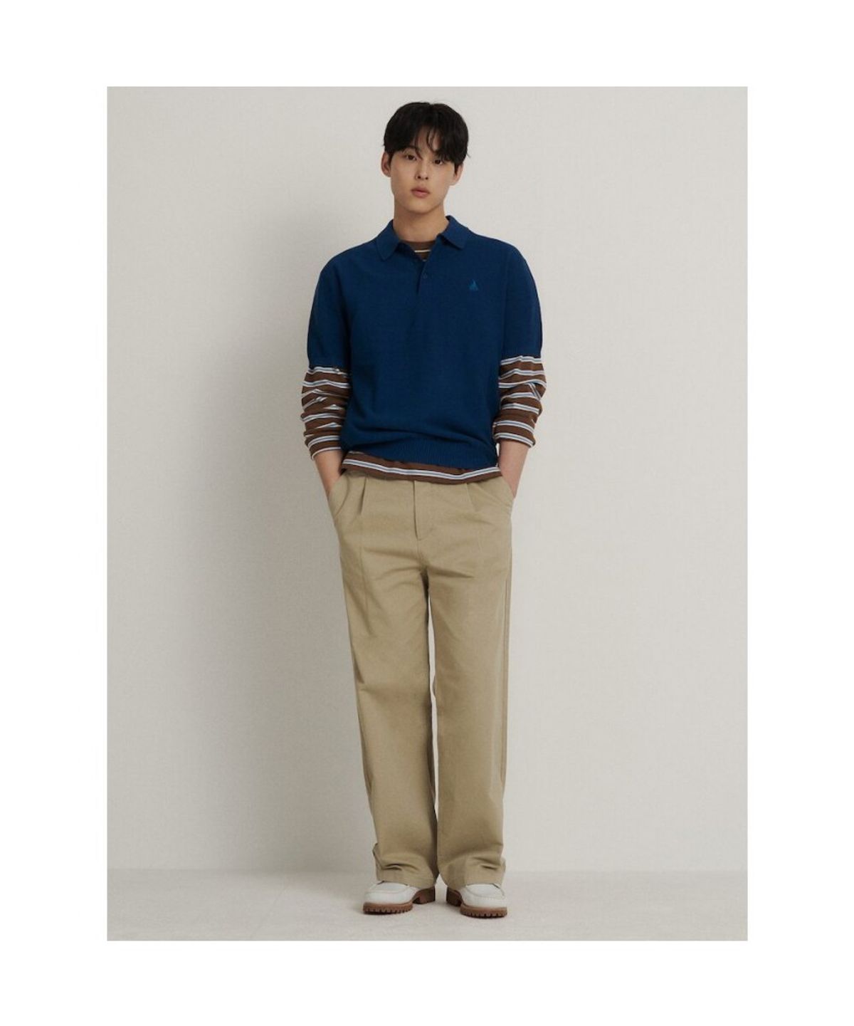 빈폴 멘(BEANPOLE MEN) 코튼실크 칼라넥 니트  블루