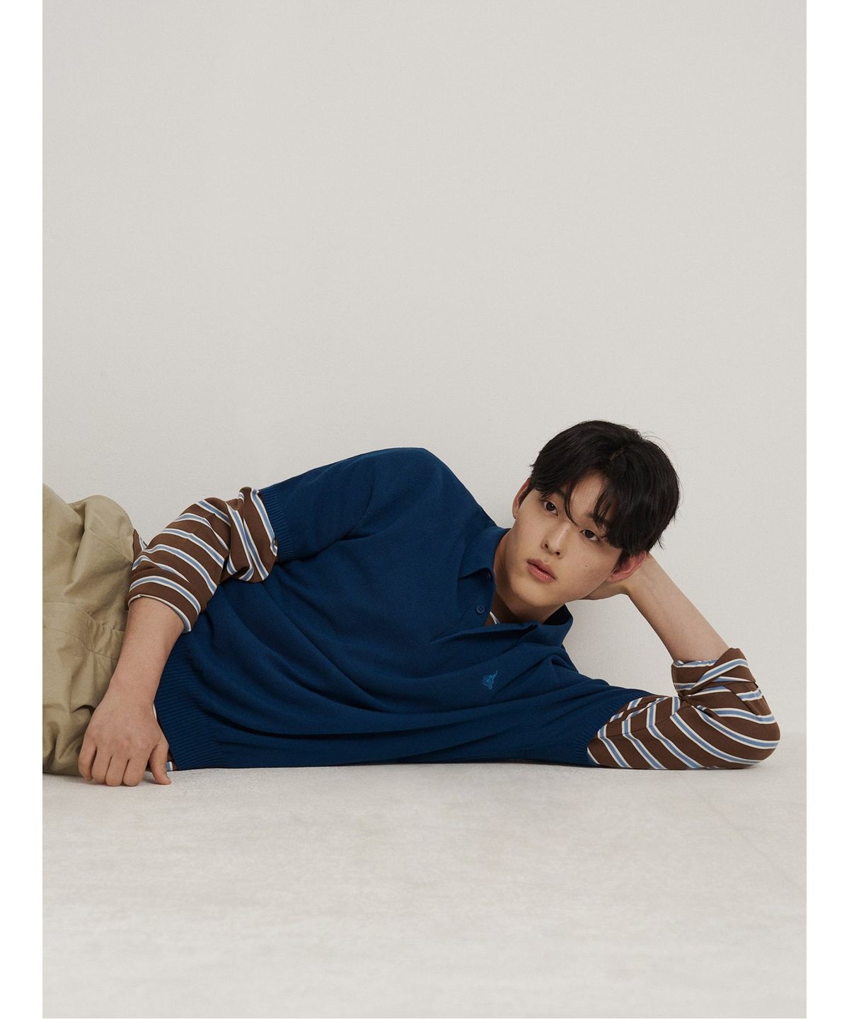 빈폴 멘(BEANPOLE MEN) 코튼실크 칼라넥 니트  블루