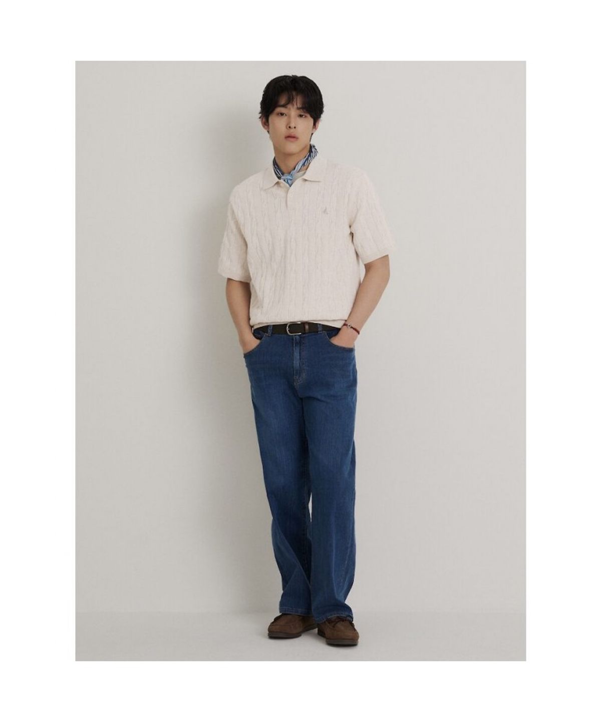 빈폴 멘(BEANPOLE MEN) 케이블 칼라넥 니트  아이보리