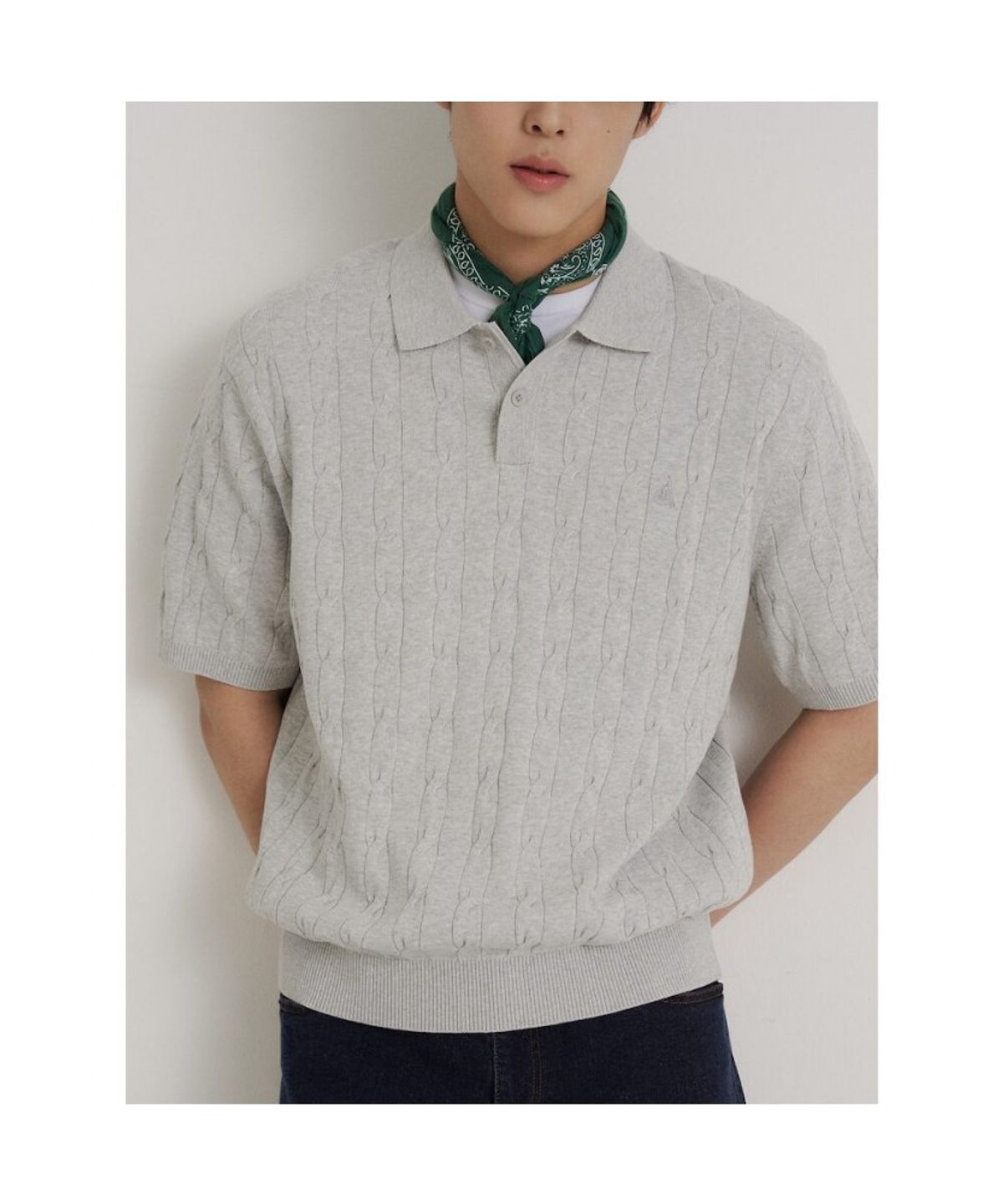 빈폴 멘(BEANPOLE MEN) 케이블 칼라넥 니트  그레이