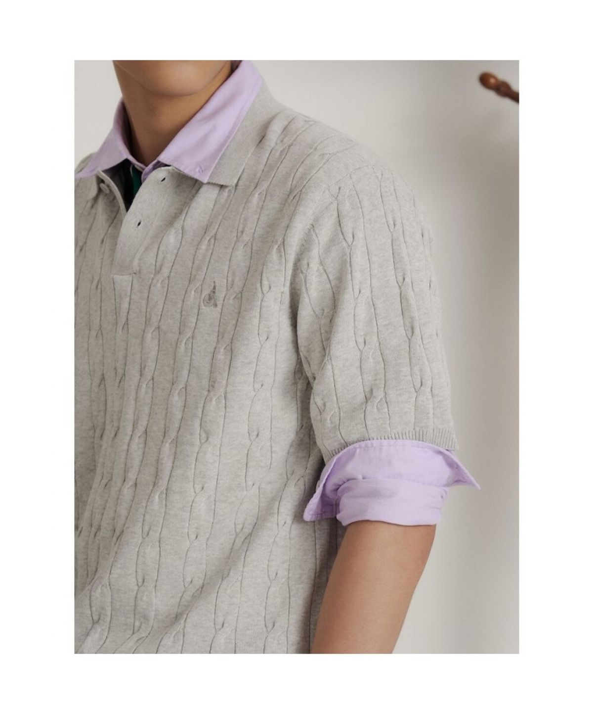 빈폴 멘(BEANPOLE MEN) 케이블 칼라넥 니트  그레이