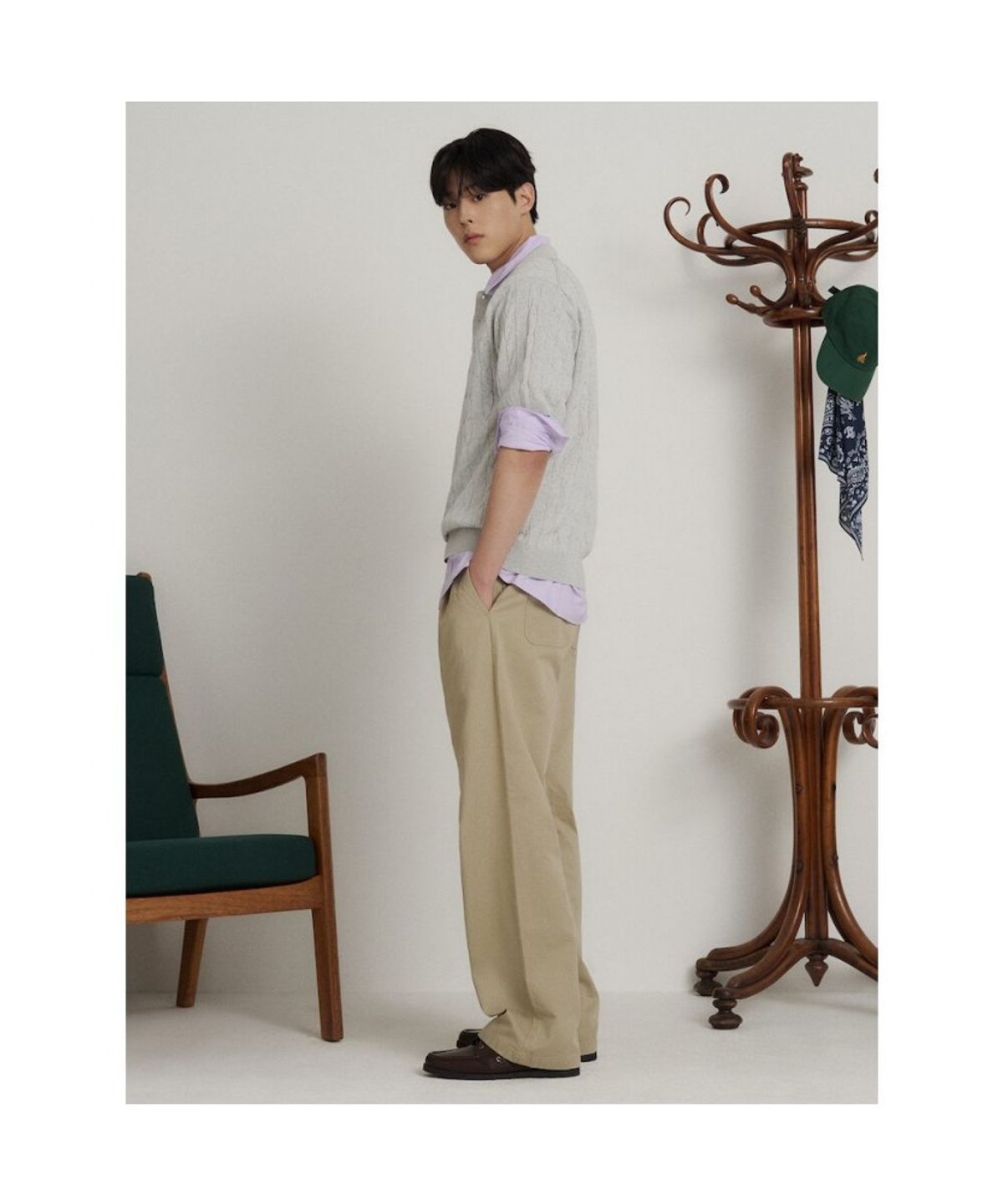 빈폴 멘(BEANPOLE MEN) 케이블 칼라넥 니트  그레이