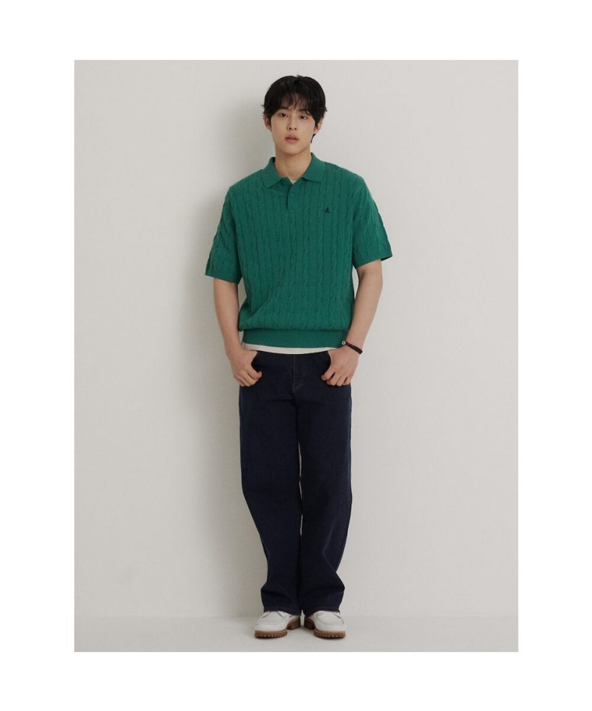 빈폴 멘(BEANPOLE MEN) 케이블 칼라넥 니트  그린