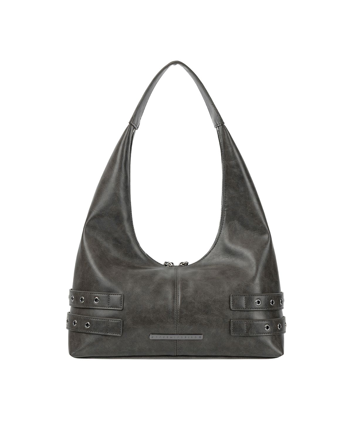 트리밍버드(TREEMINGBIRD) Double-Buckle Stud Shoulder Bag [ Light Gray ]