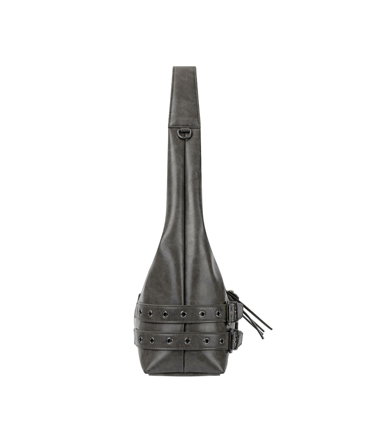 트리밍버드(TREEMINGBIRD) Double-Buckle Stud Shoulder Bag [ Light Gray ]